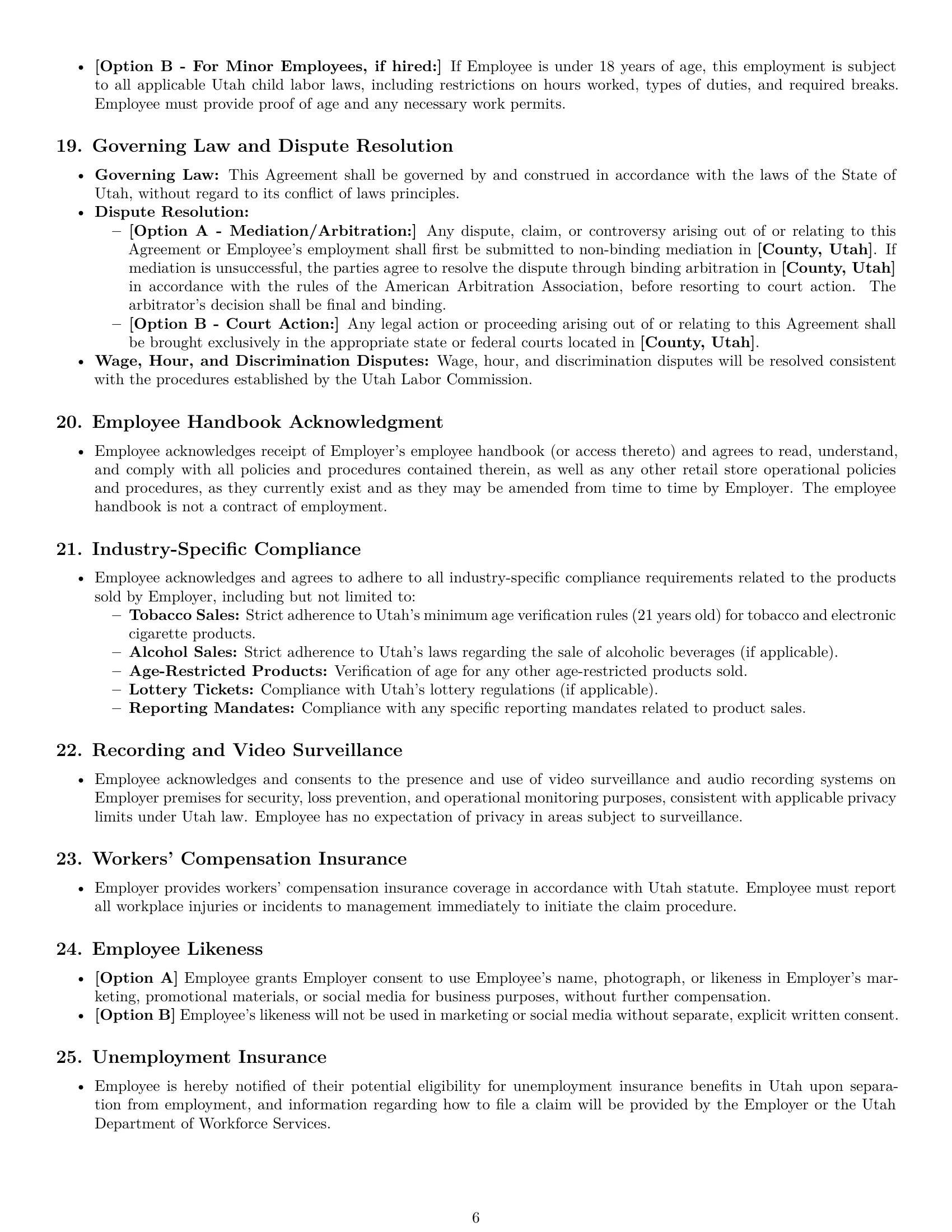 Preview page 6 of Pro Utah retail sales associate employment contract template