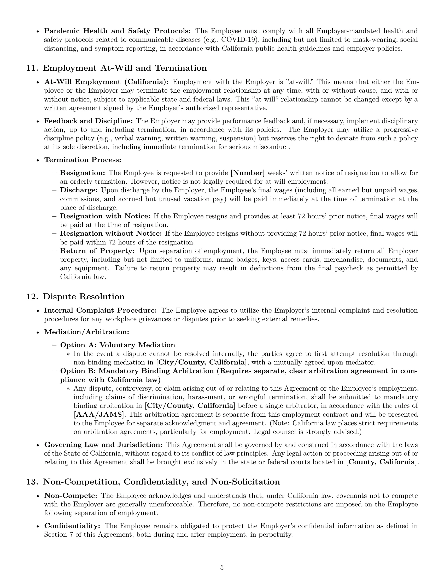 Preview page 5 of Pro California retail sales associate employment contract template