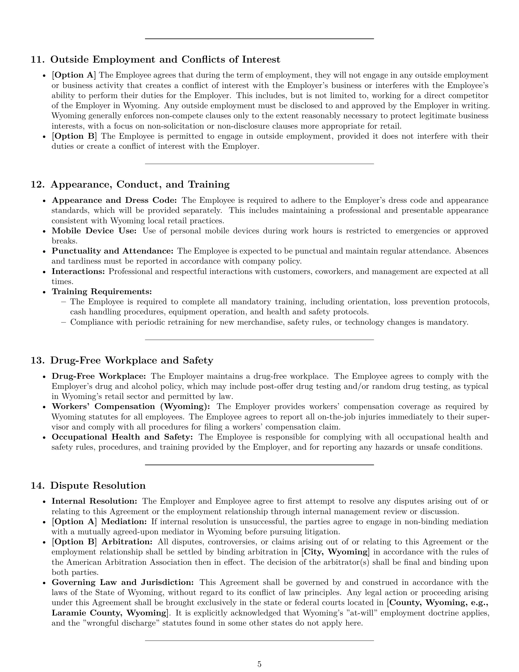 Preview page 5 of Pro Wyoming retail sales associate employment contract template