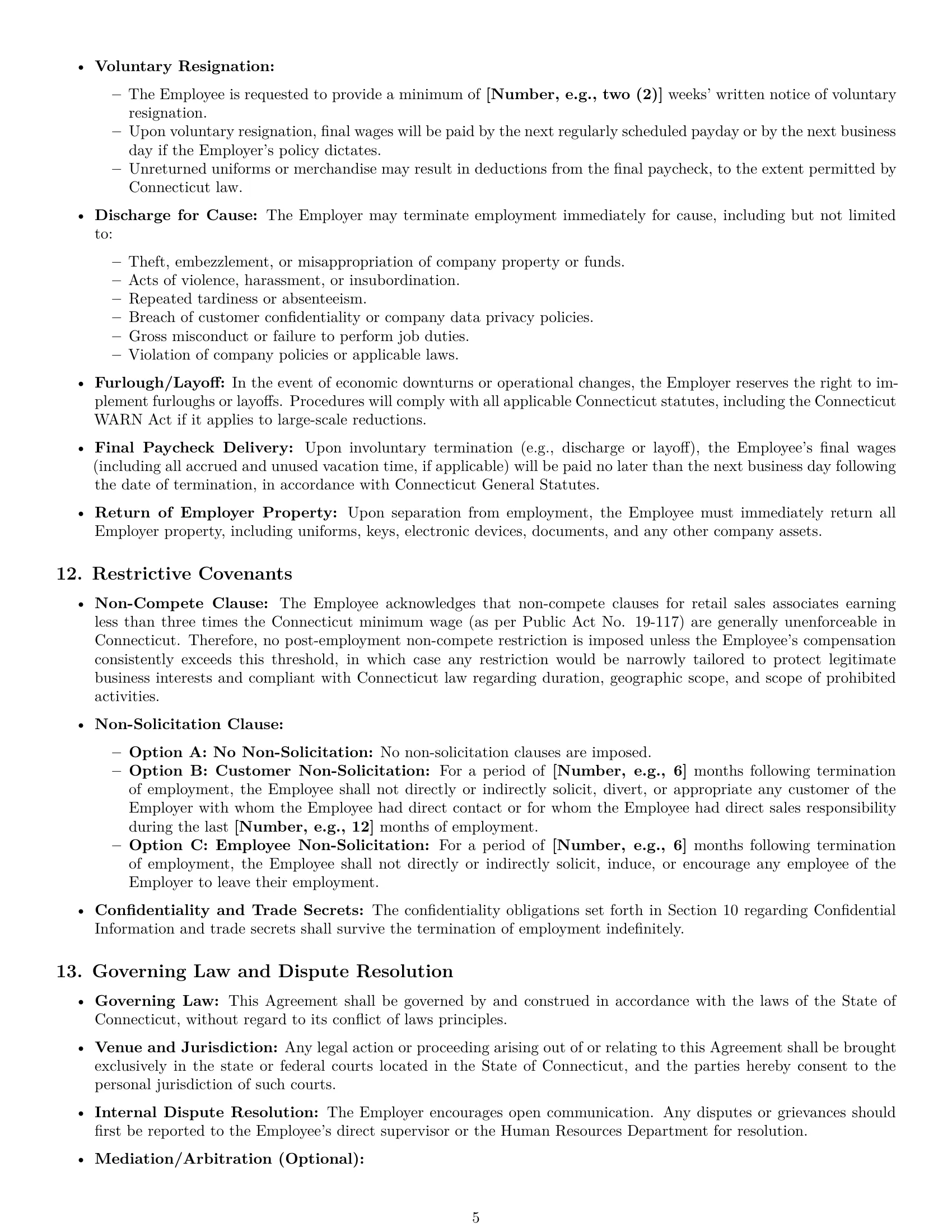 Preview page 5 of Pro Connecticut retail sales associate employment contract template