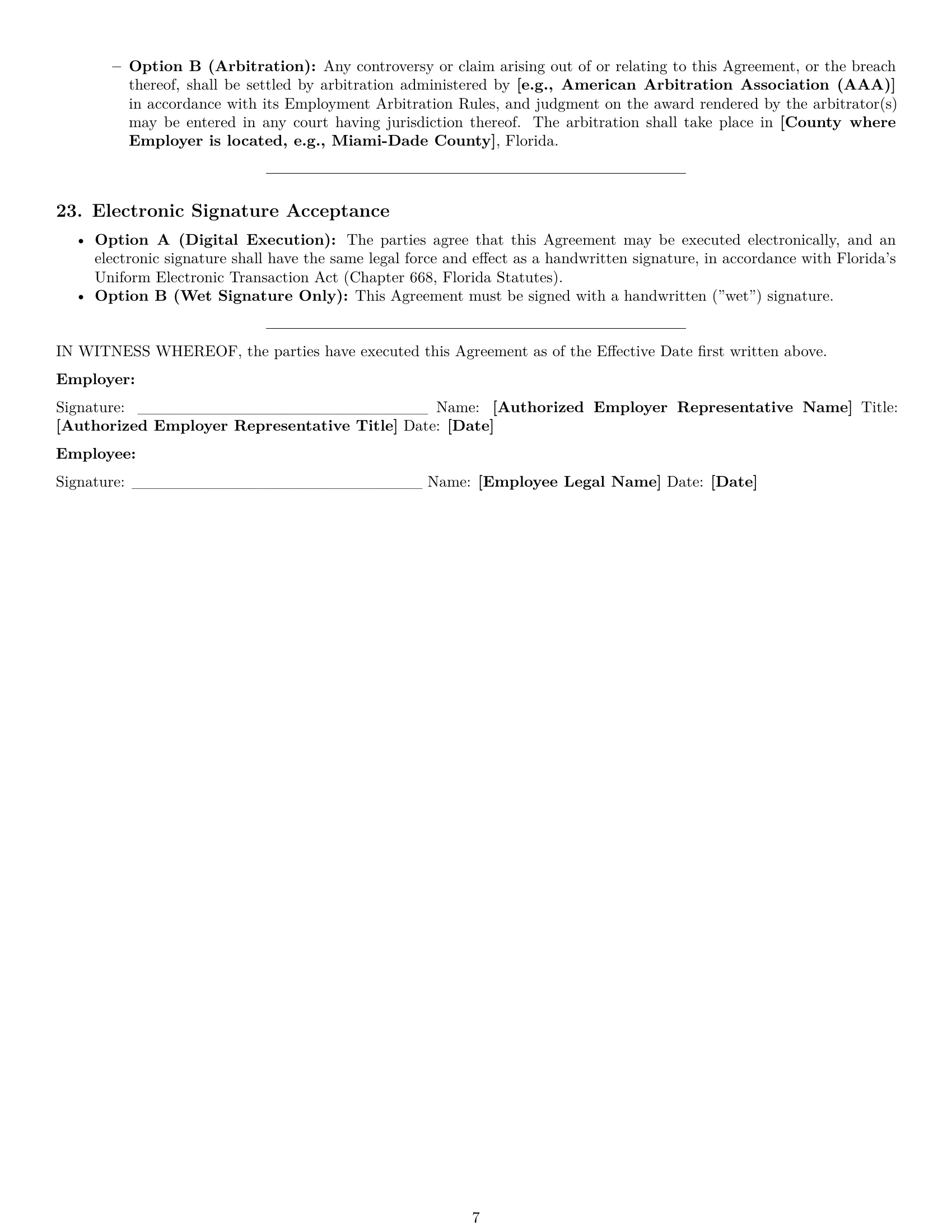 Preview page 7 of Pro Florida retail sales associate employment contract template