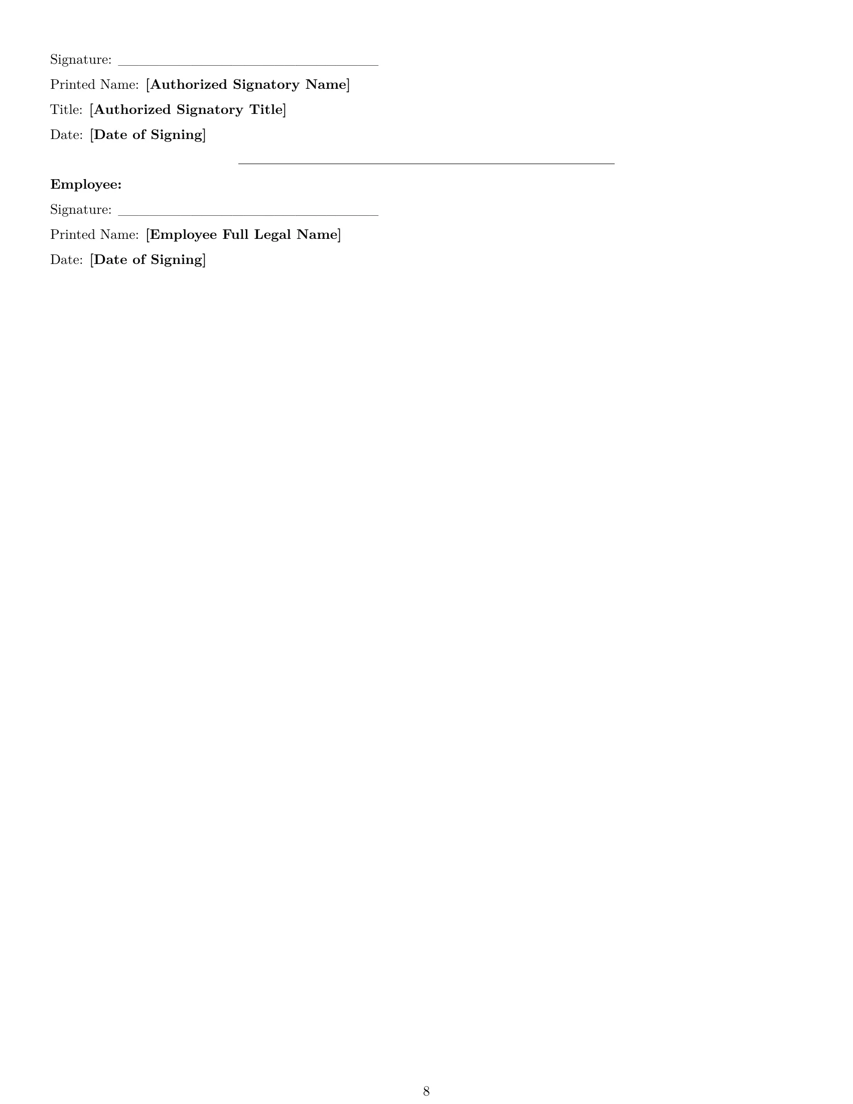 Preview page 8 of Pro Hawaii restaurant server employment contract template