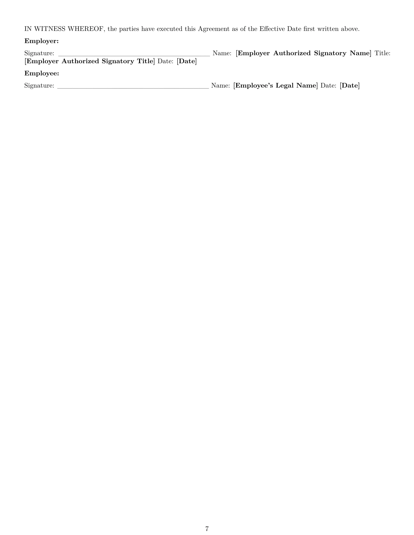 Preview page 7 of Pro Missouri restaurant server employment contract template