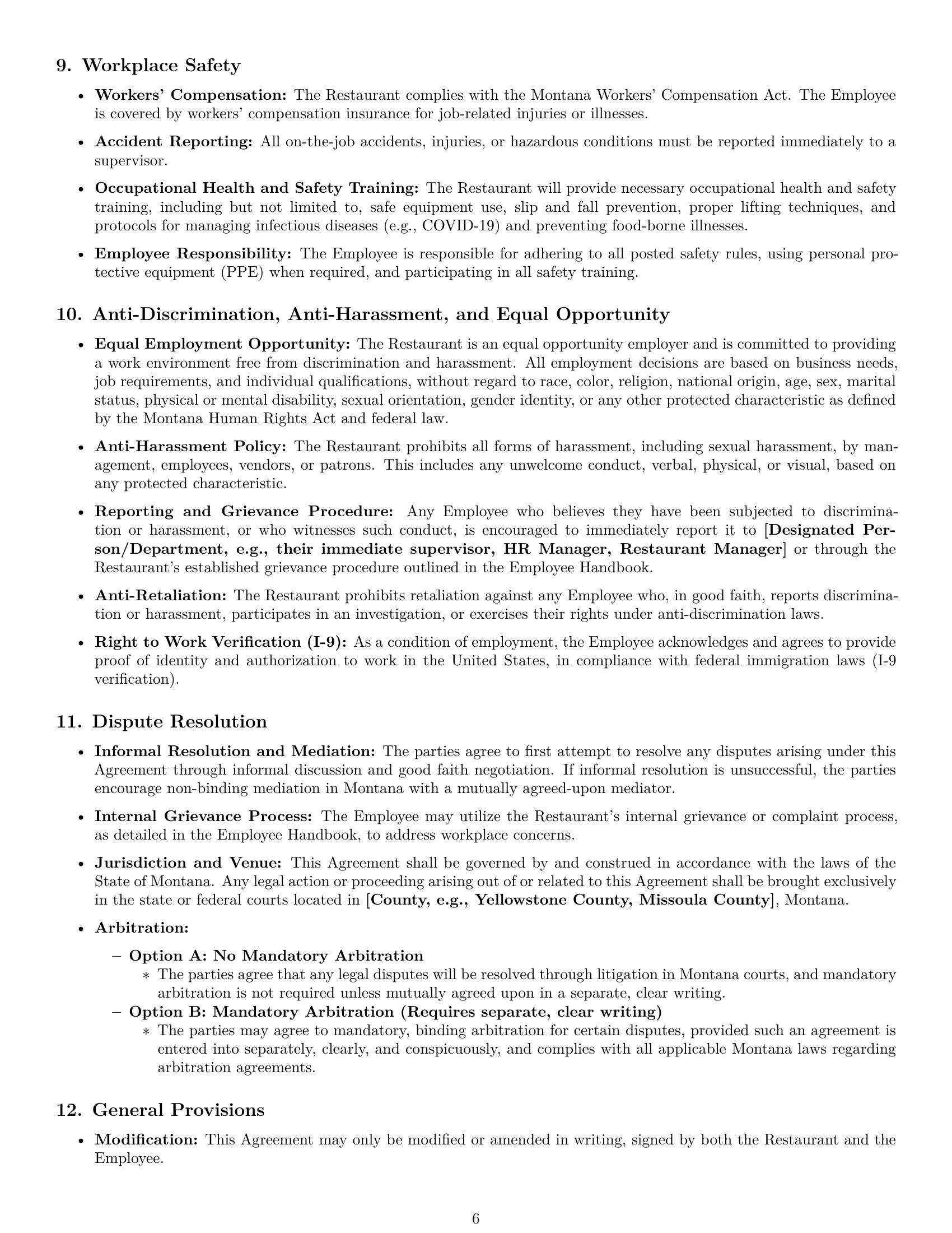 Preview page 6 of Pro Montana restaurant server employment contract template