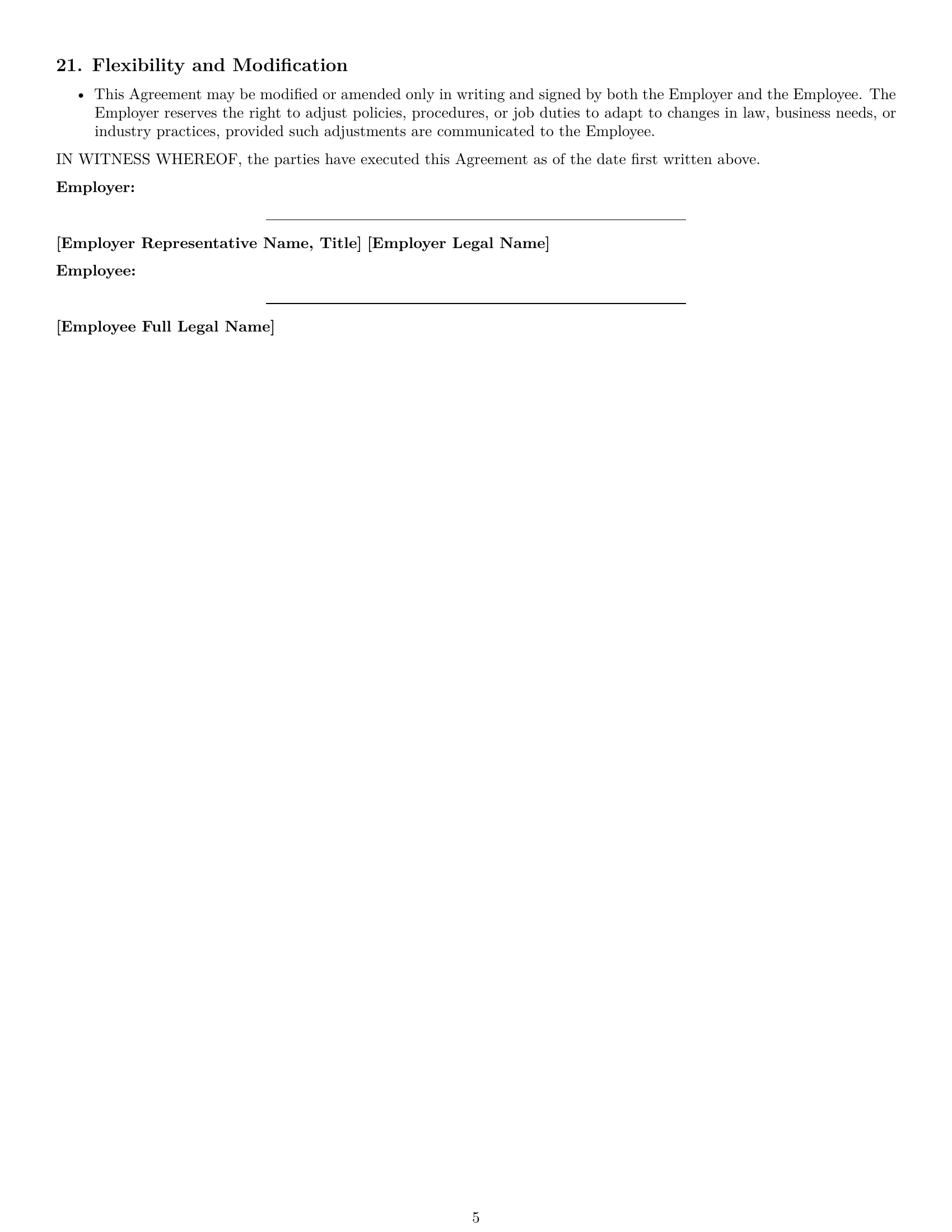 Preview page 5 of Pro Wisconsin restaurant server employment contract template