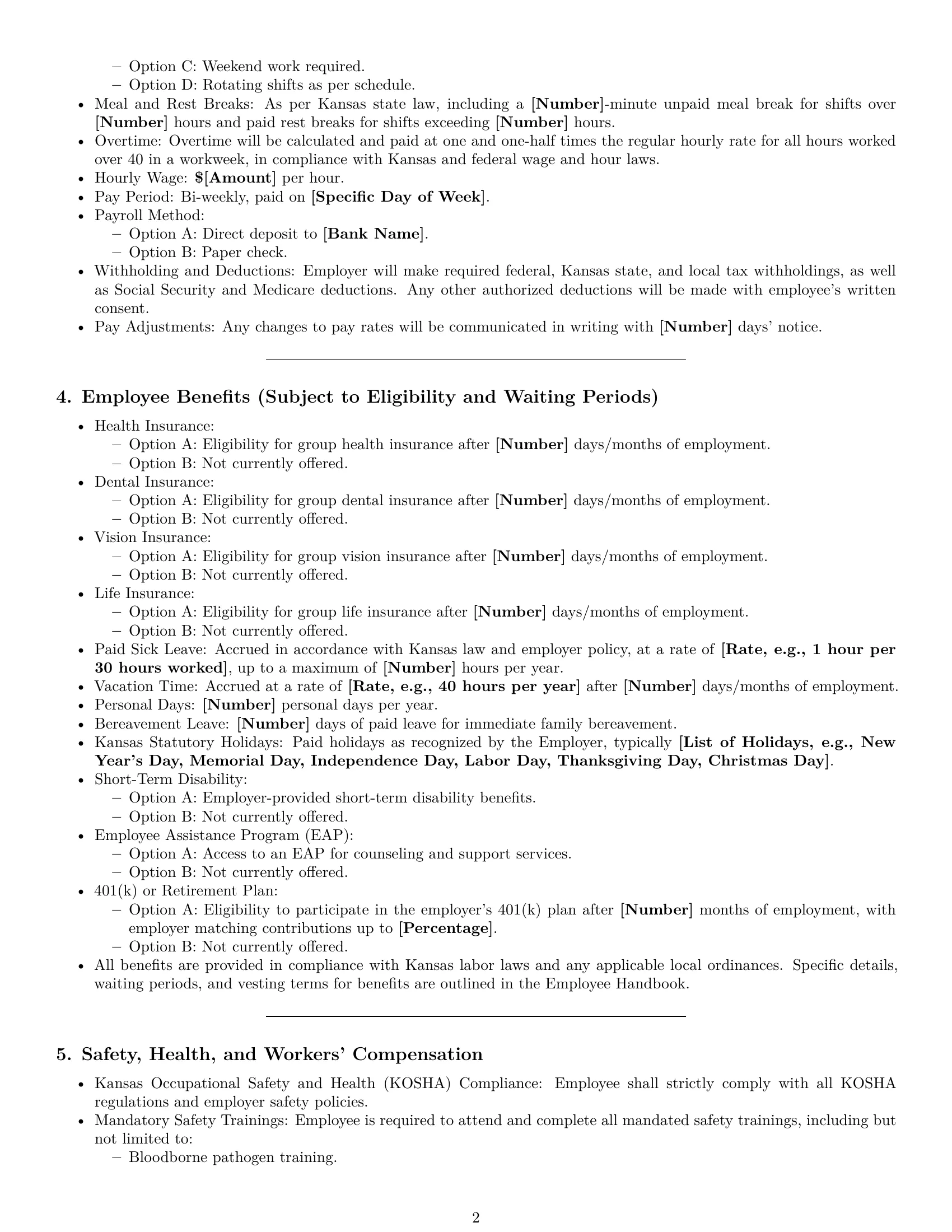 Preview page 2 of Pro Kansas janitor employment contract template