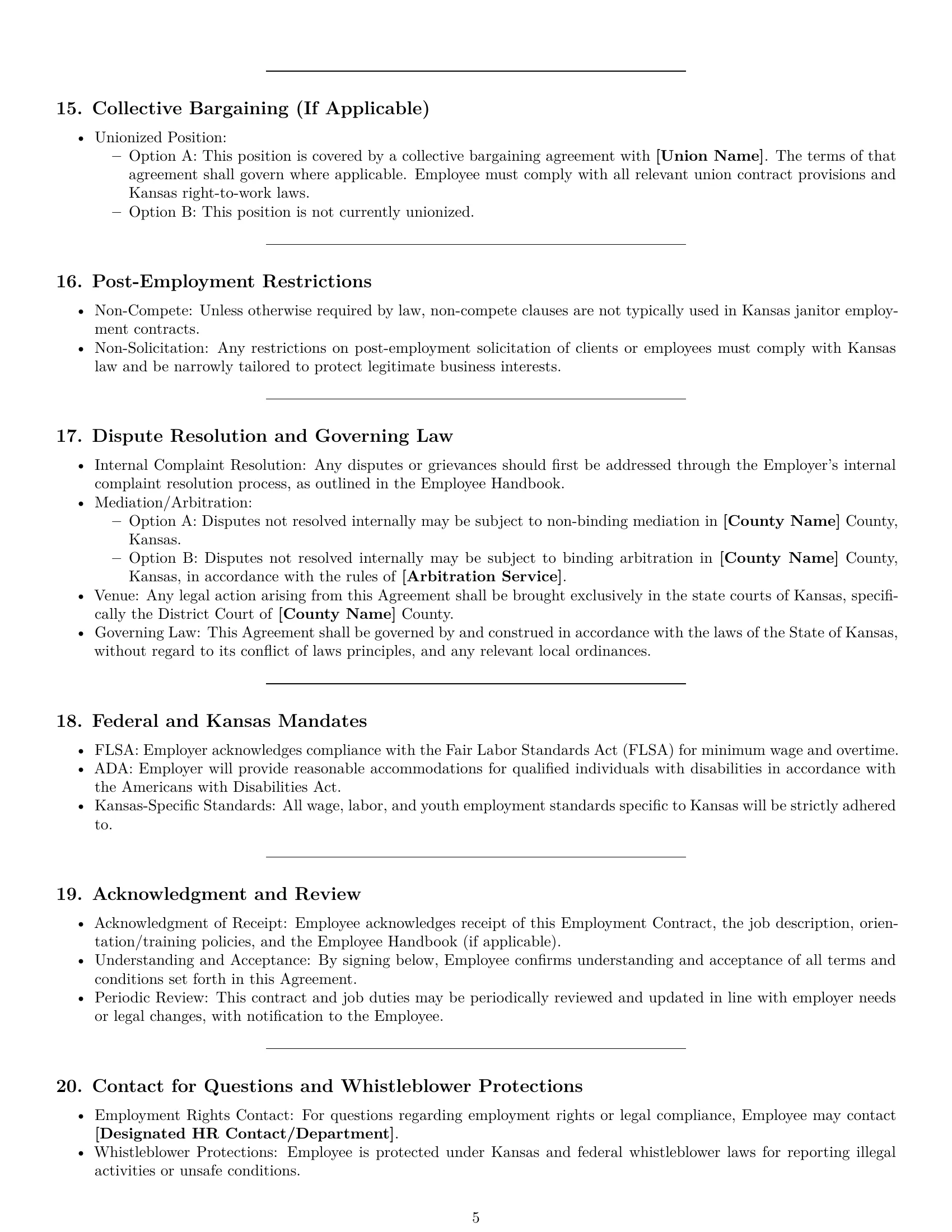 Preview page 5 of Pro Kansas janitor employment contract template