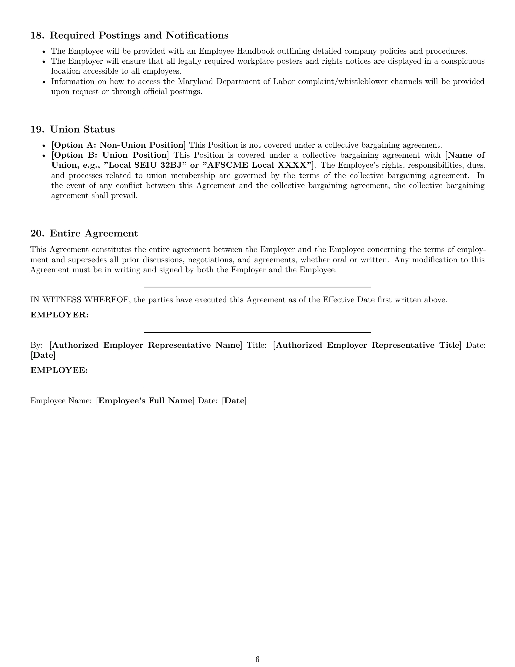 Preview page 6 of Pro Maryland janitor employment contract template