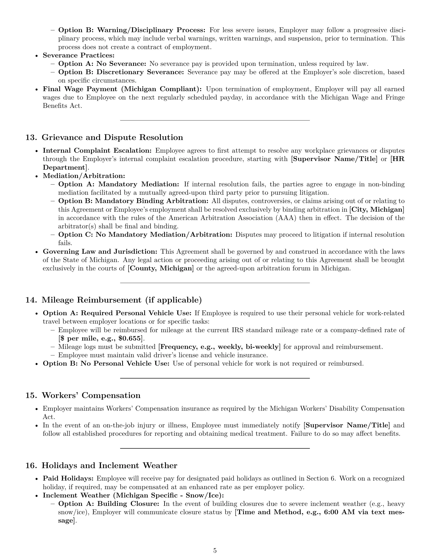 Preview page 5 of Pro Michigan janitor employment contract template