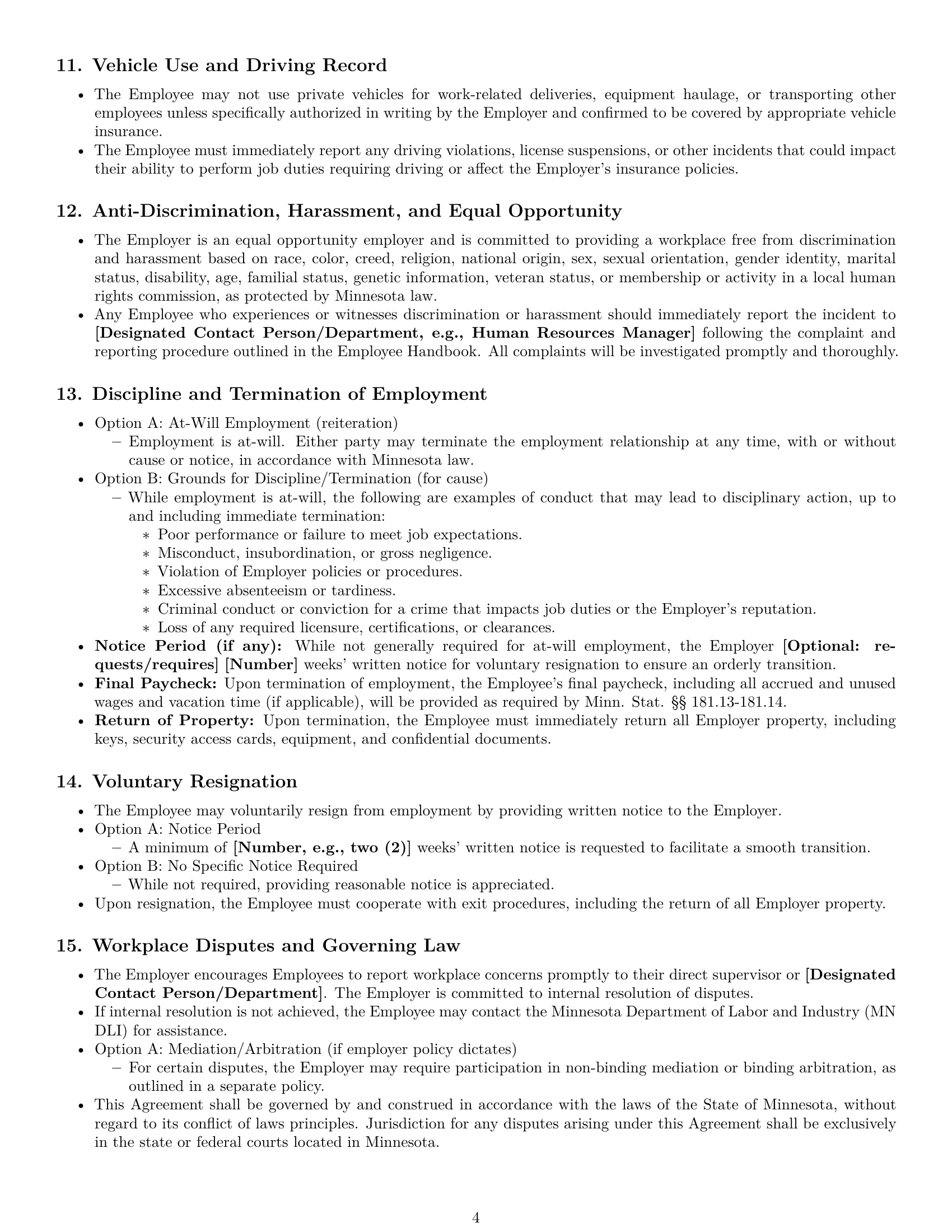 Preview page 4 of Pro Minnesota janitor employment contract template