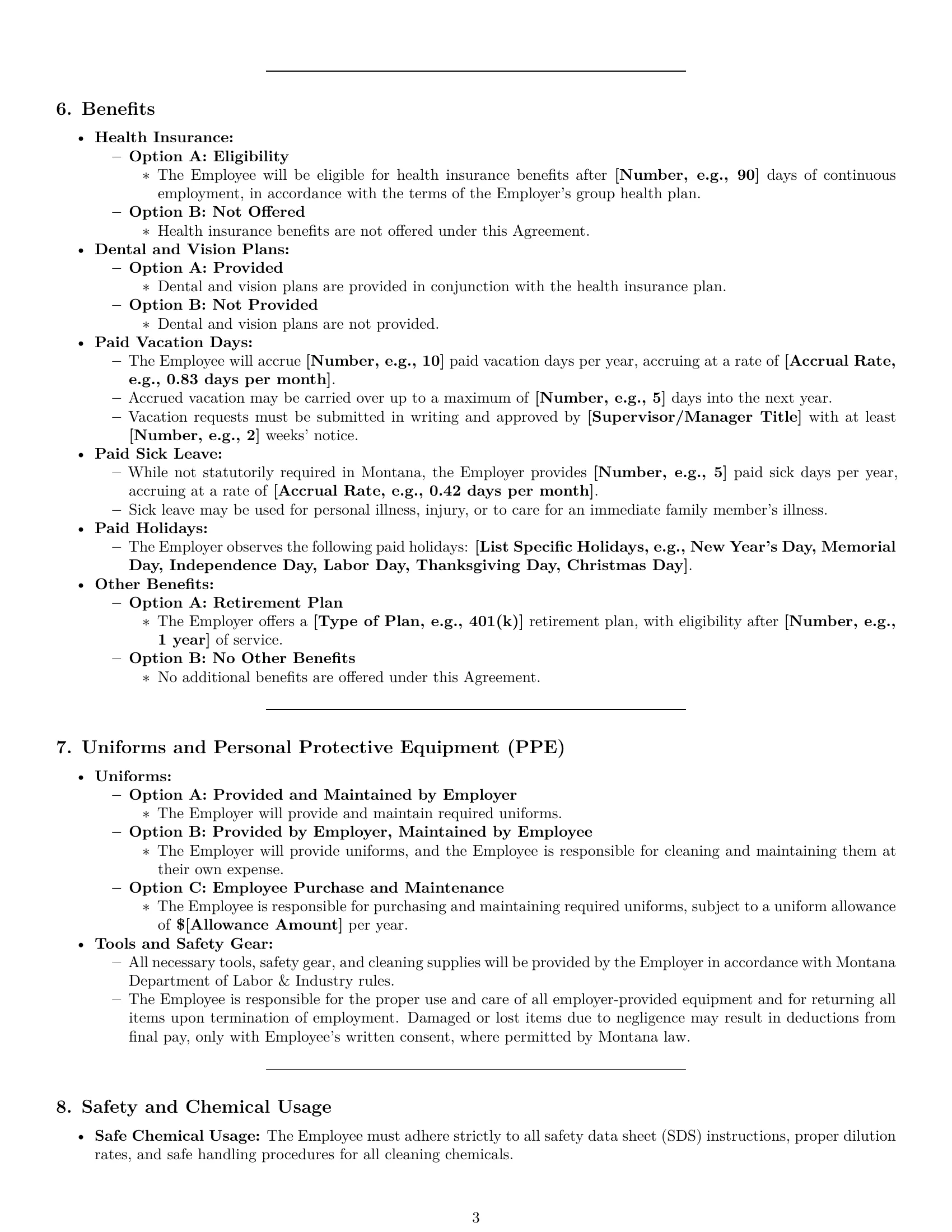 Preview page 3 of Pro Montana janitor employment contract template