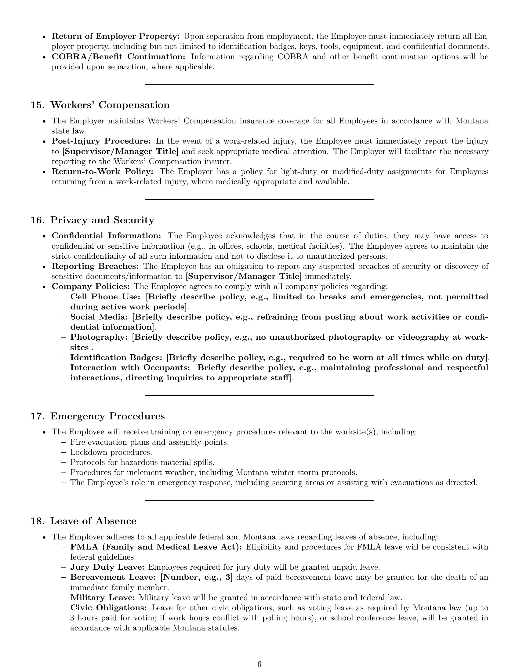 Preview page 6 of Pro Montana janitor employment contract template