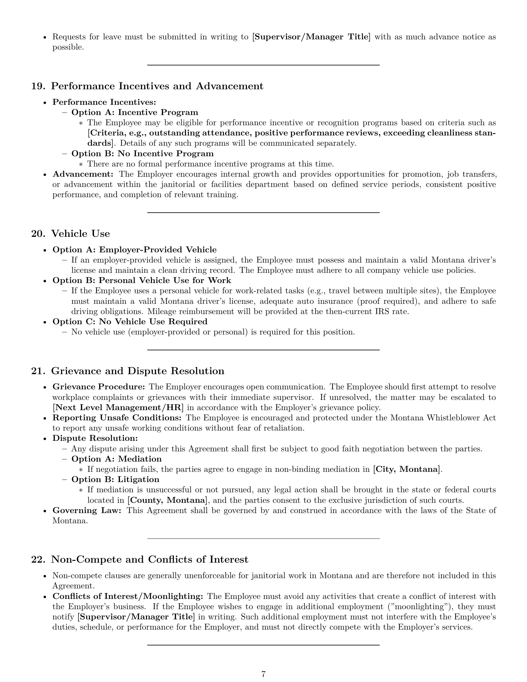 Preview page 7 of Pro Montana janitor employment contract template