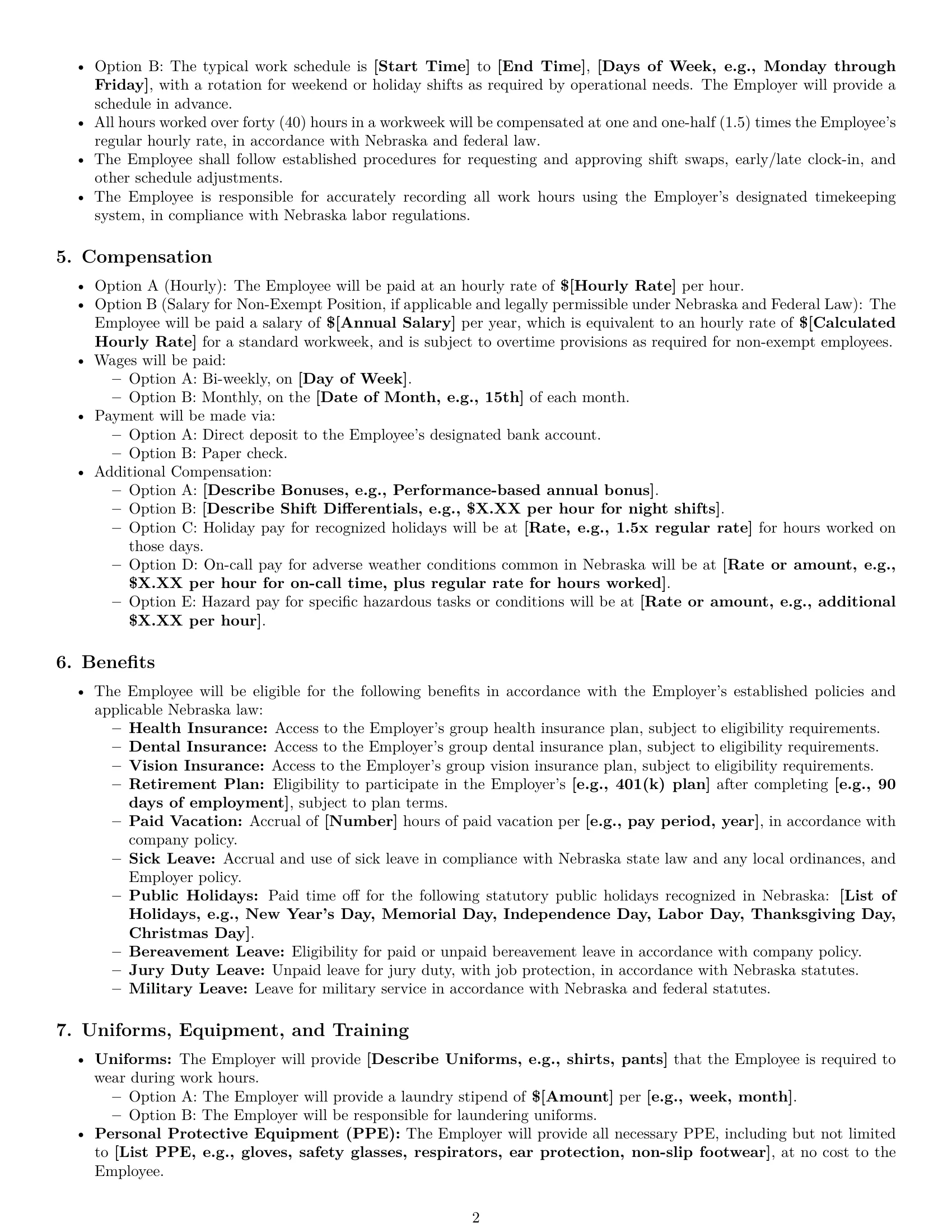 Preview page 2 of Pro Nebraska janitor employment contract template