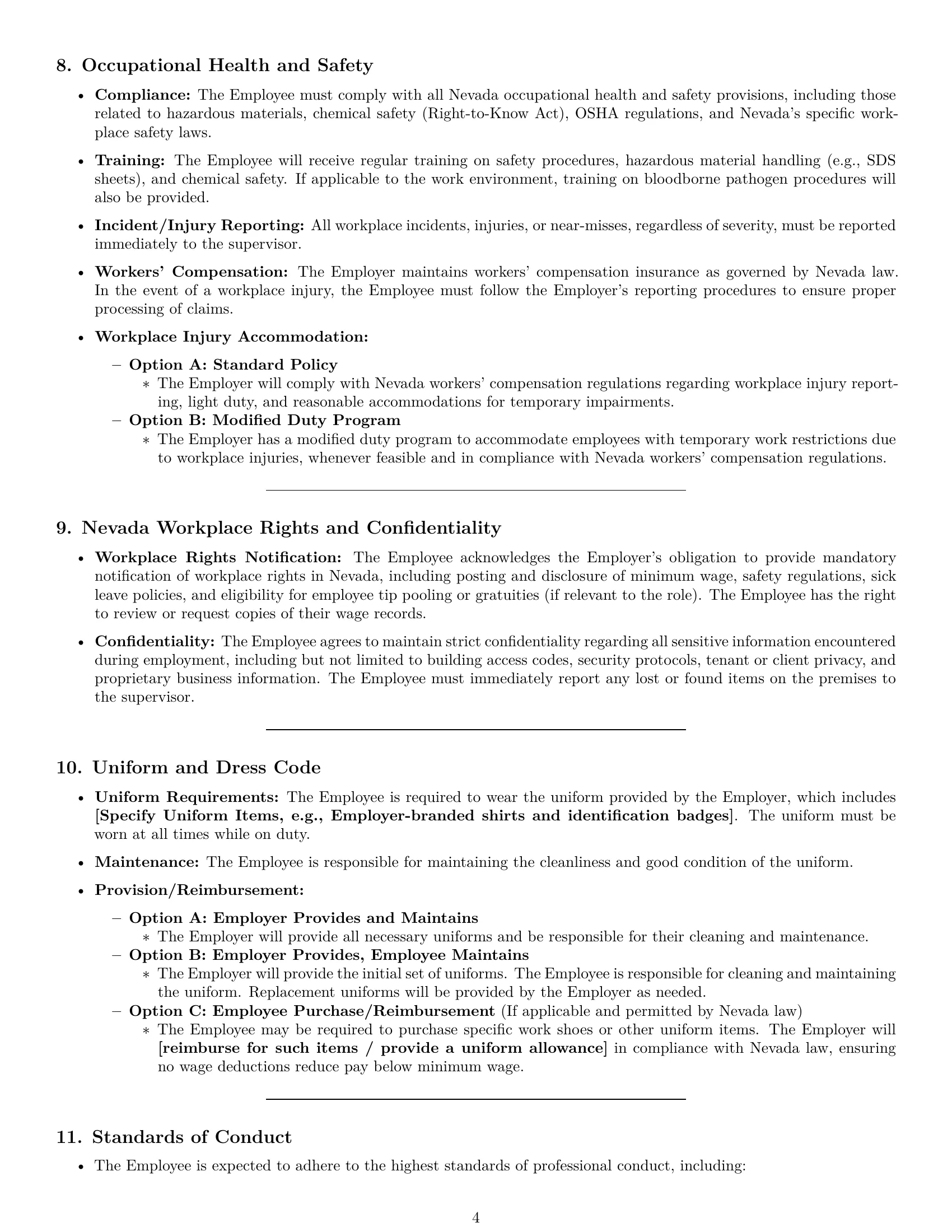 Preview page 4 of Pro Nevada janitor employment contract template