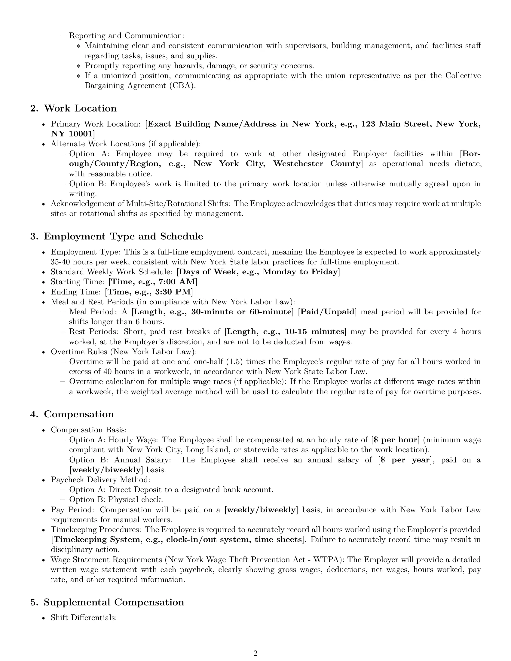 Preview page 2 of Pro New York janitor employment contract template
