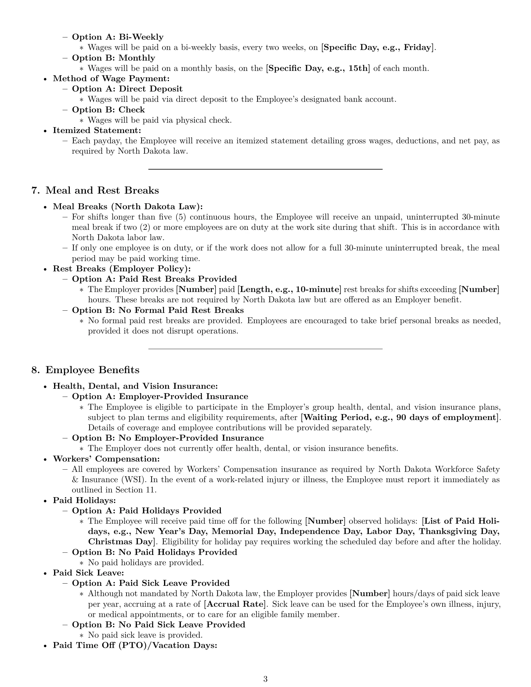 Preview page 3 of Pro North Dakota janitor employment contract template