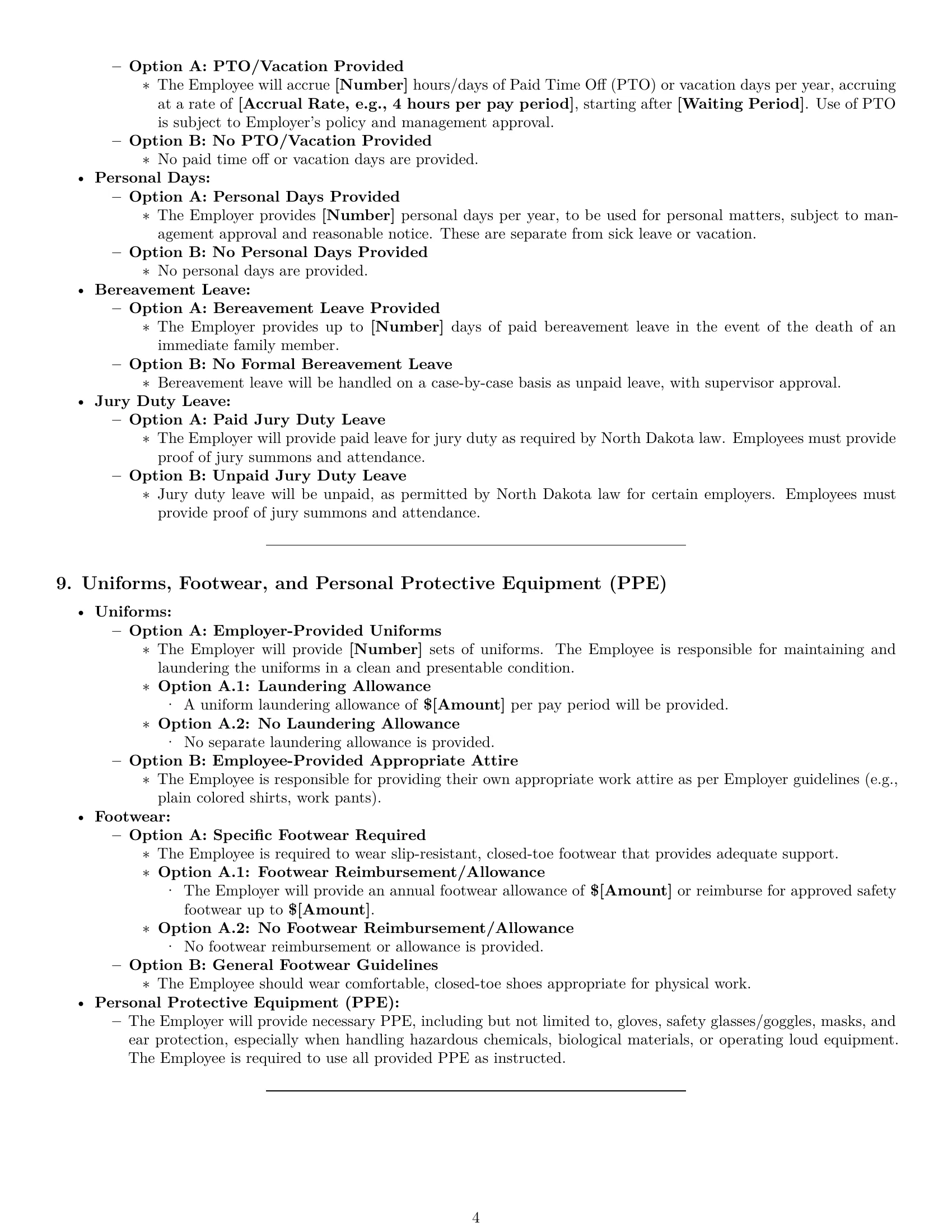 Preview page 4 of Pro North Dakota janitor employment contract template