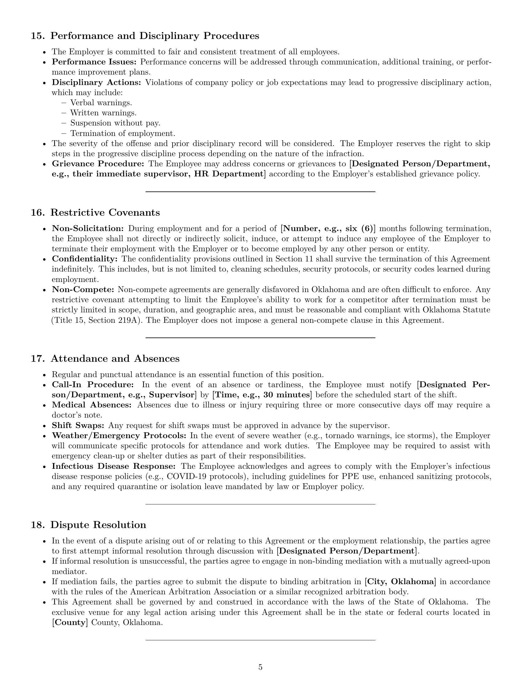 Preview page 5 of Pro Oklahoma janitor employment contract template