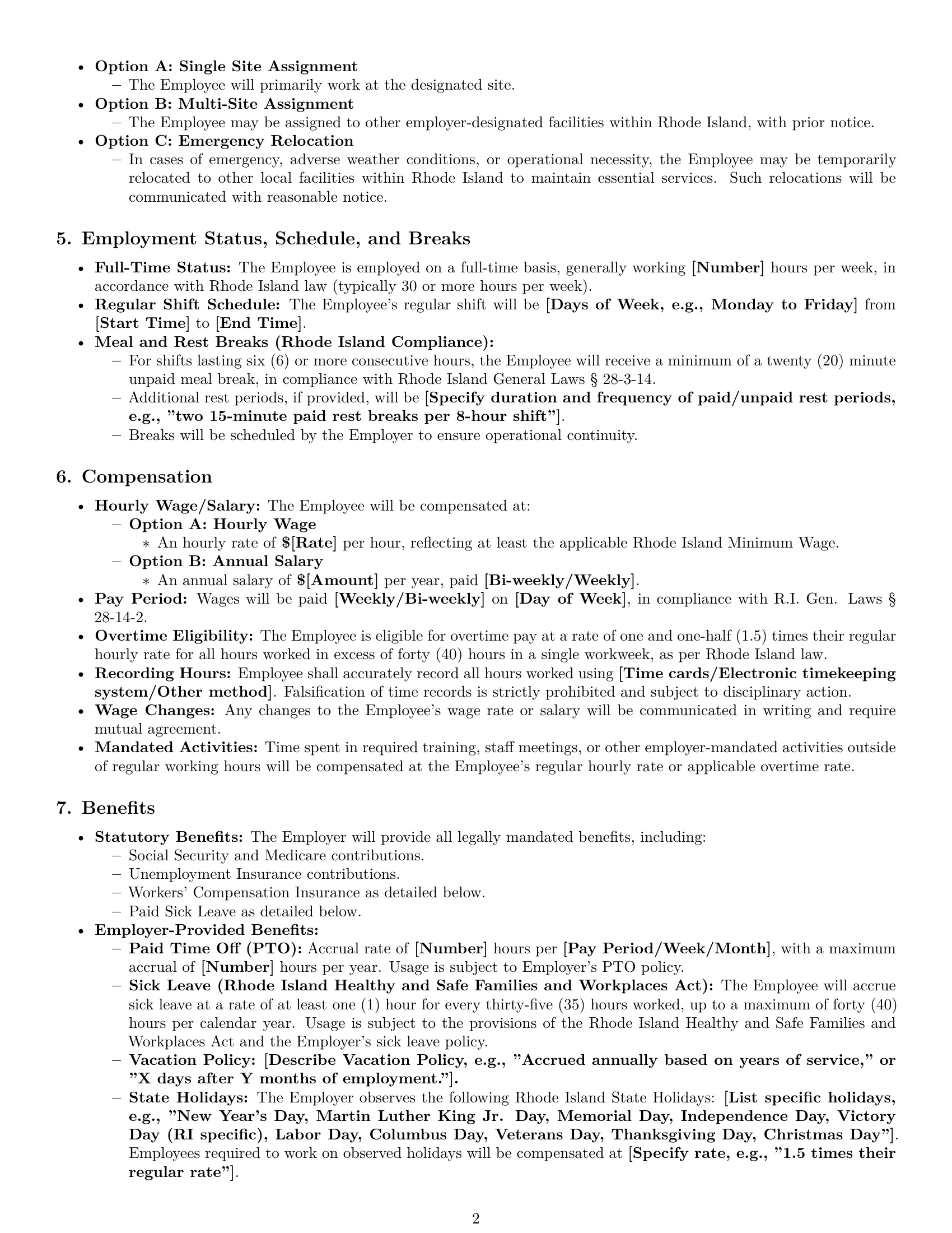 Preview page 2 of Pro Rhode Island janitor employment contract template