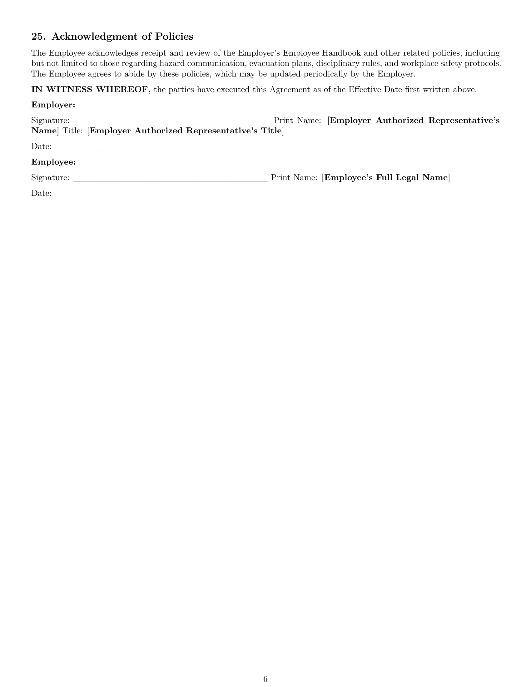 Preview page 6 of Pro Rhode Island janitor employment contract template
