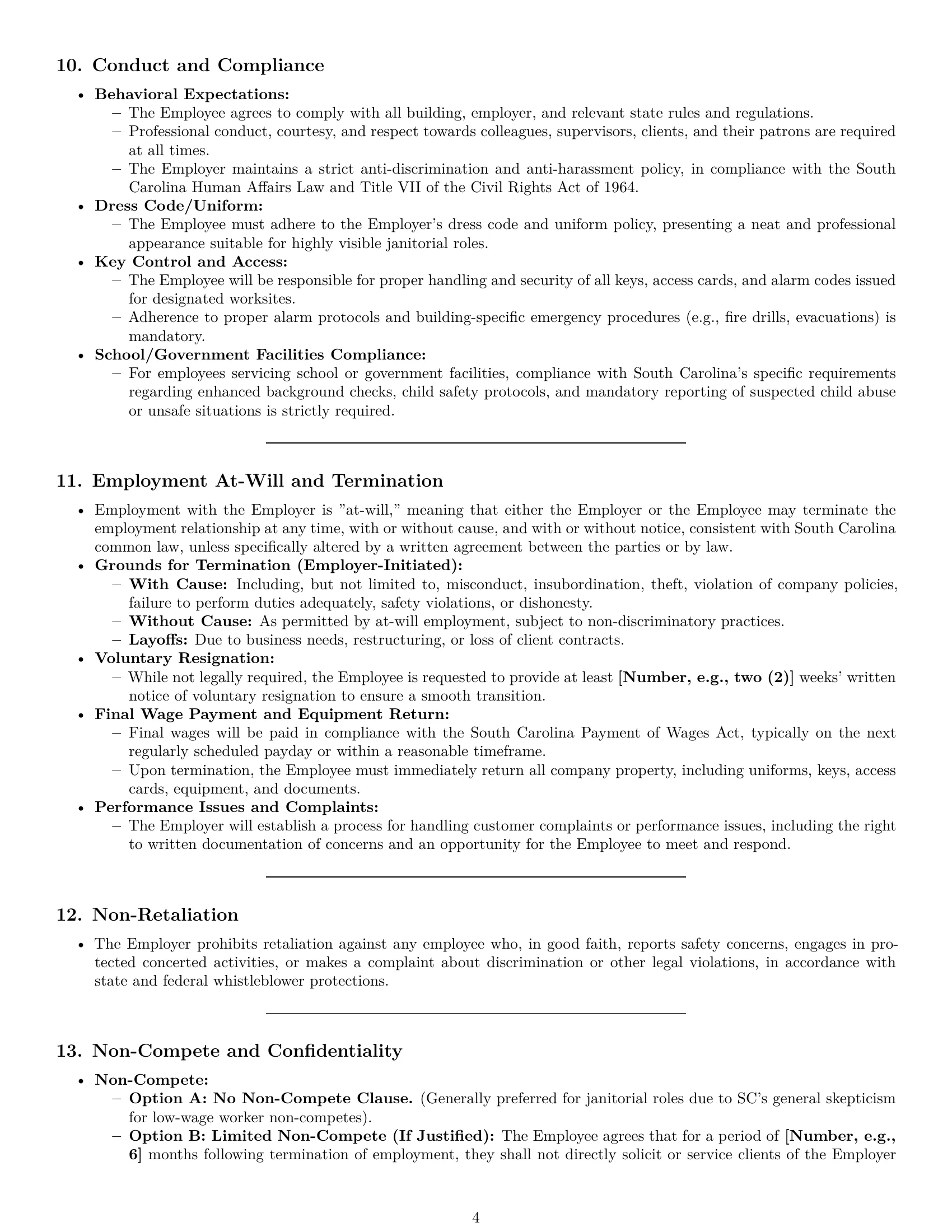 Preview page 4 of Pro South Carolina janitor employment contract template