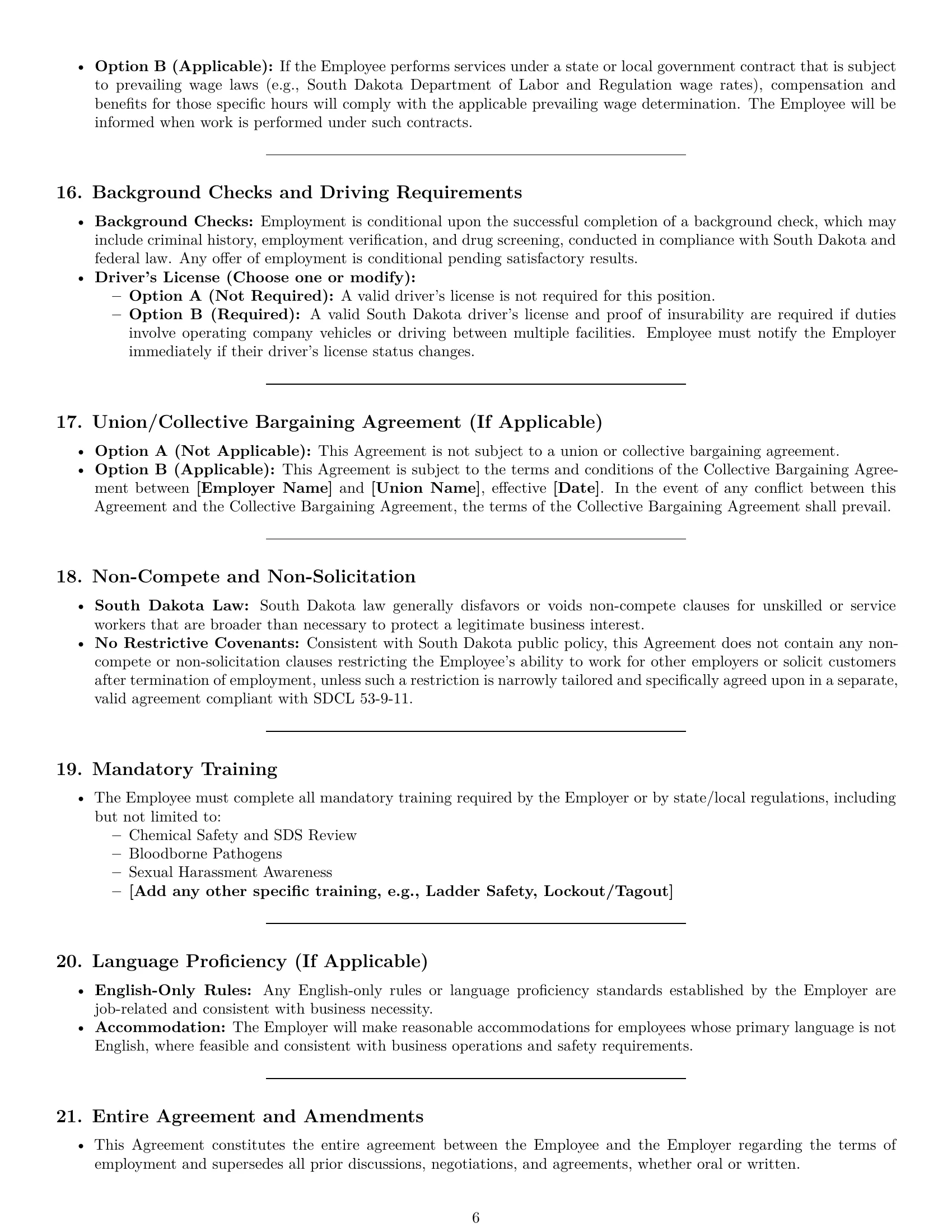 Preview page 6 of Pro South Dakota janitor employment contract template