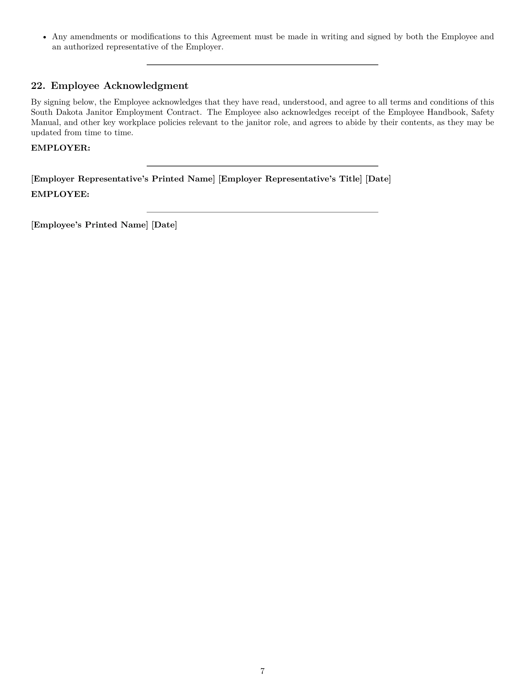 Preview page 7 of Pro South Dakota janitor employment contract template