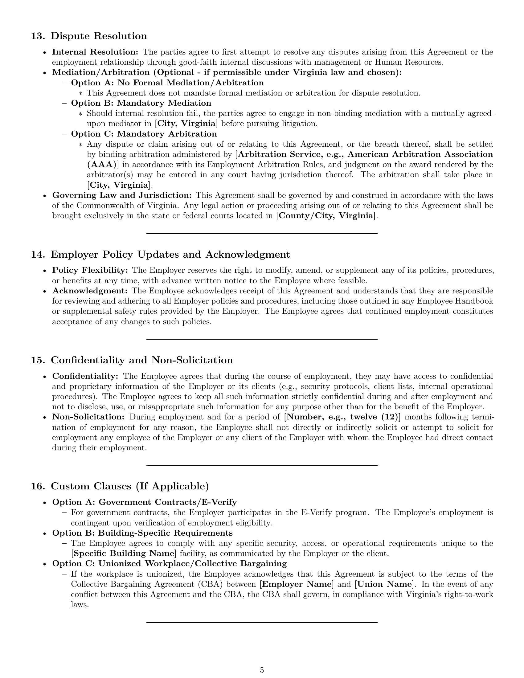 Preview page 5 of Pro Virginia janitor employment contract template