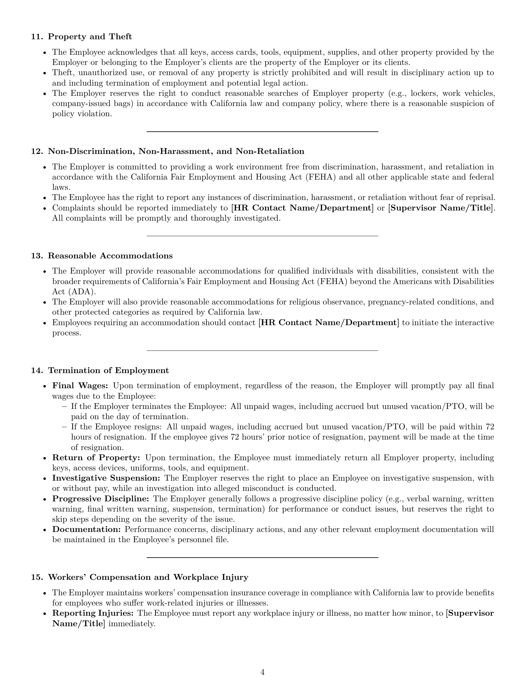 Preview page 4 of Pro California janitor employment contract template