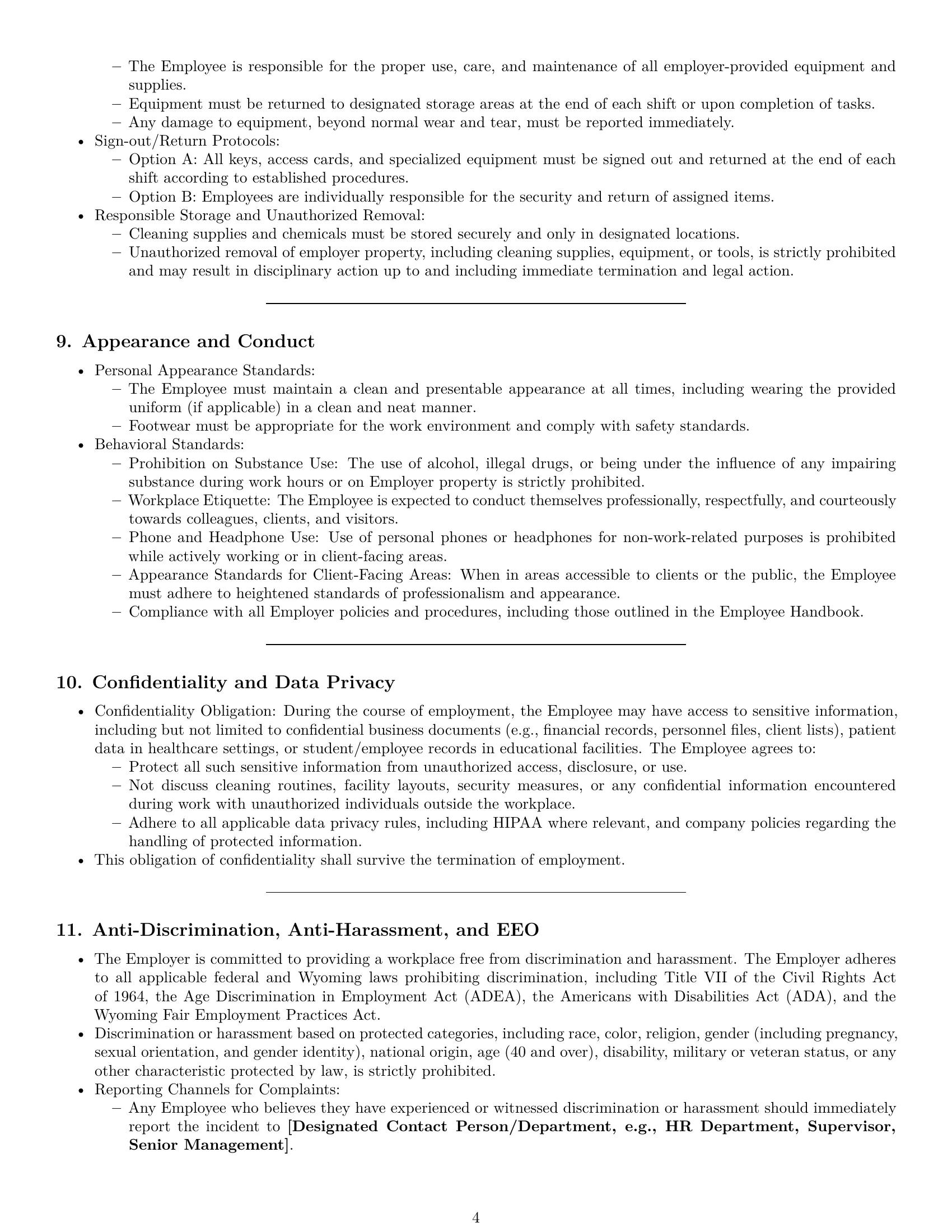 Preview page 4 of Pro Wyoming janitor employment contract template