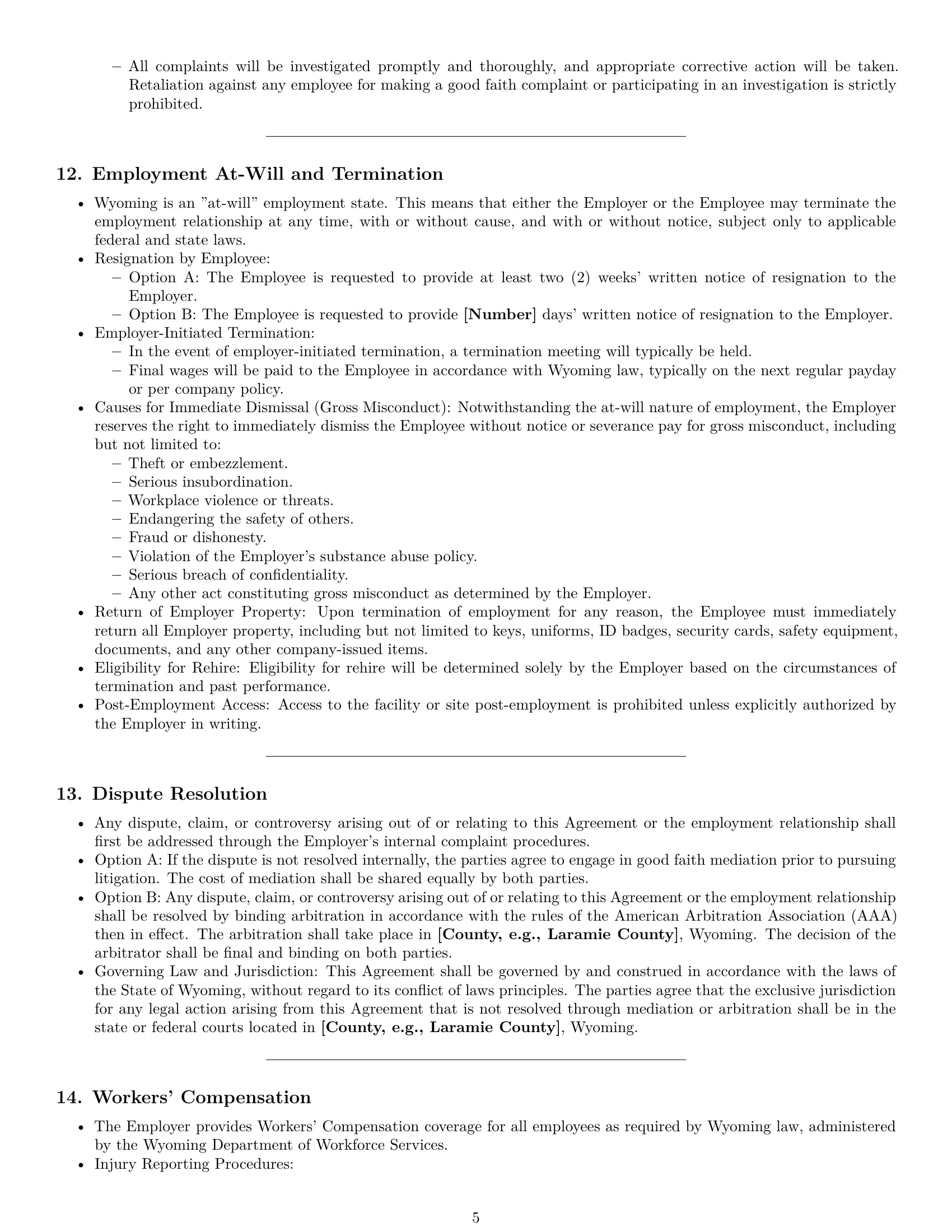 Preview page 5 of Pro Wyoming janitor employment contract template