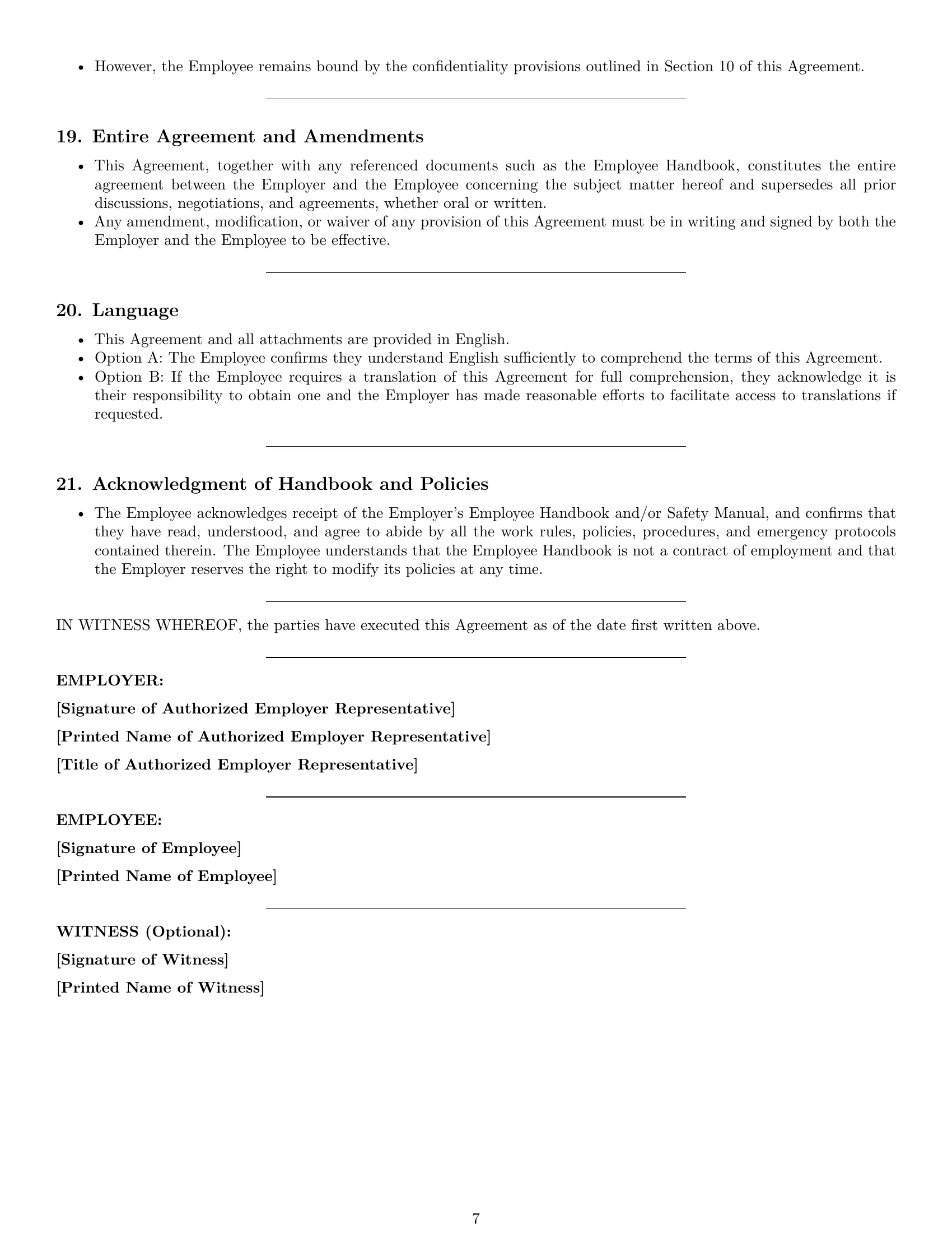 Preview page 7 of Pro Wyoming janitor employment contract template