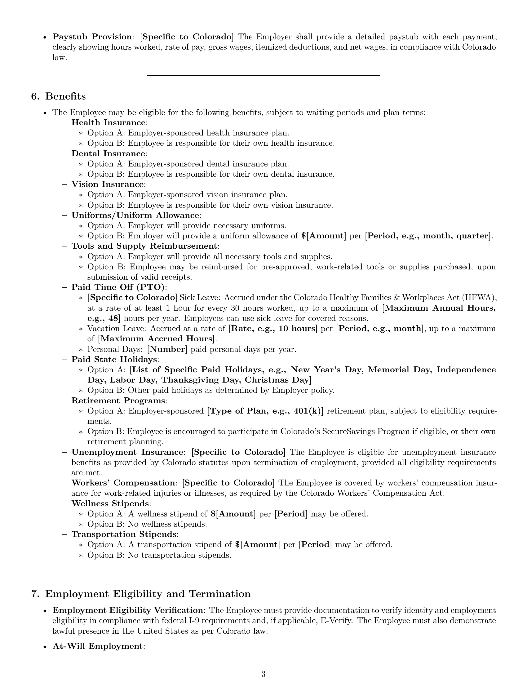Preview page 3 of Pro Colorado janitor employment contract template