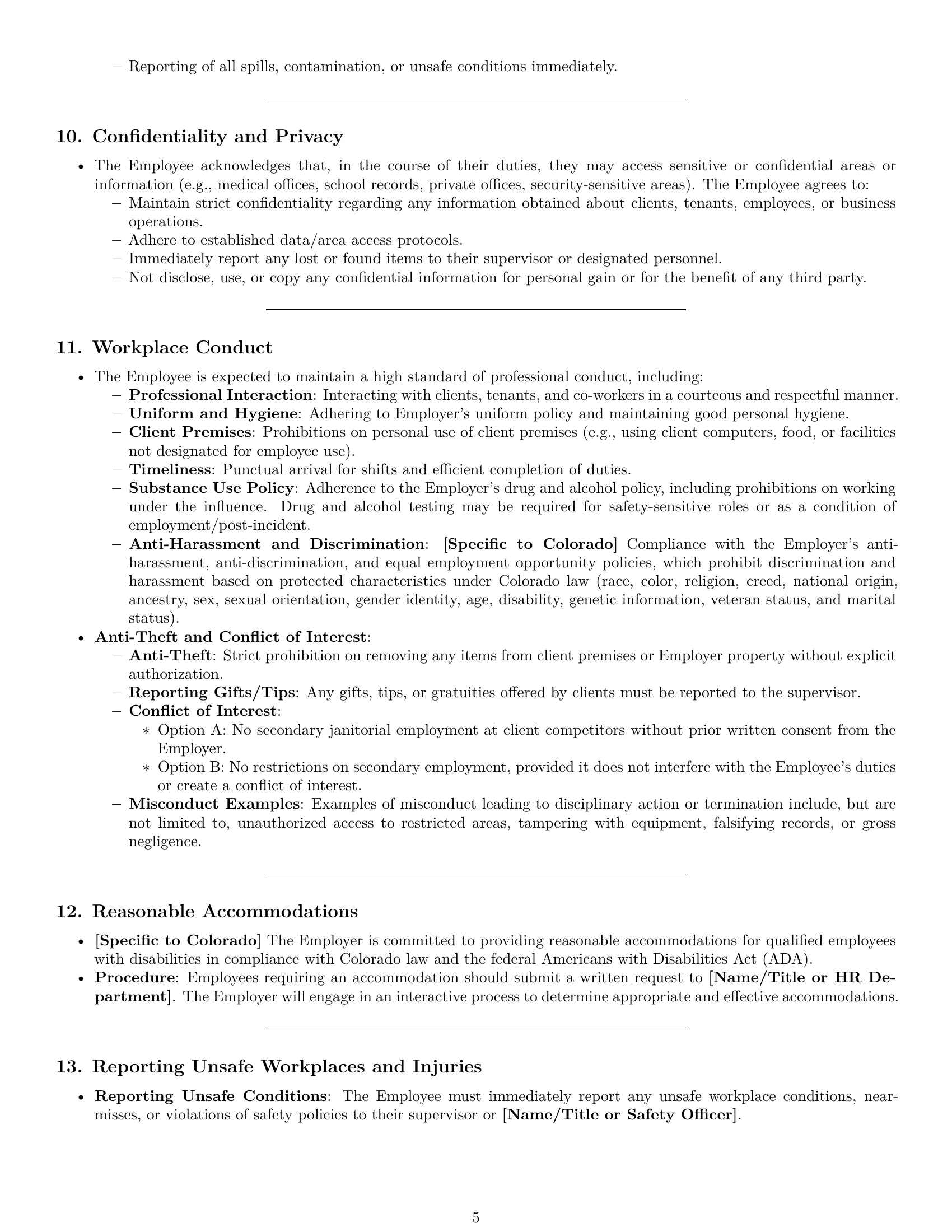 Preview page 5 of Pro Colorado janitor employment contract template