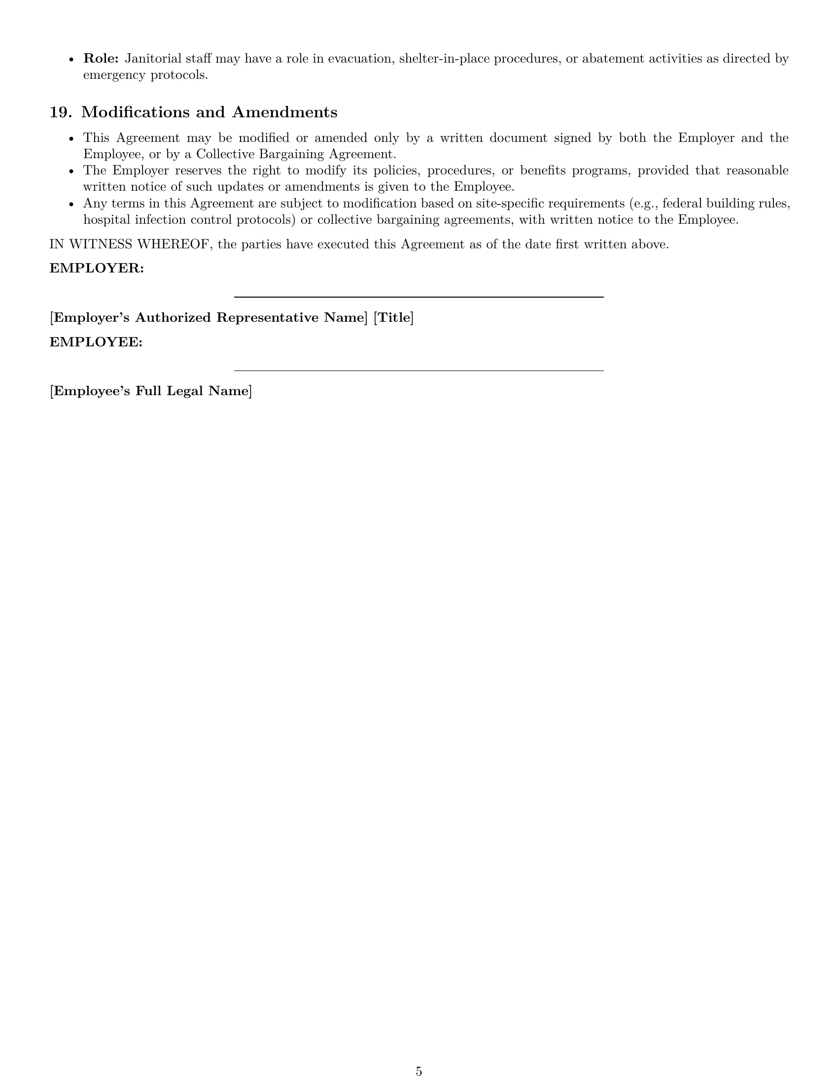 Preview page 5 of Pro Delaware janitor employment contract template