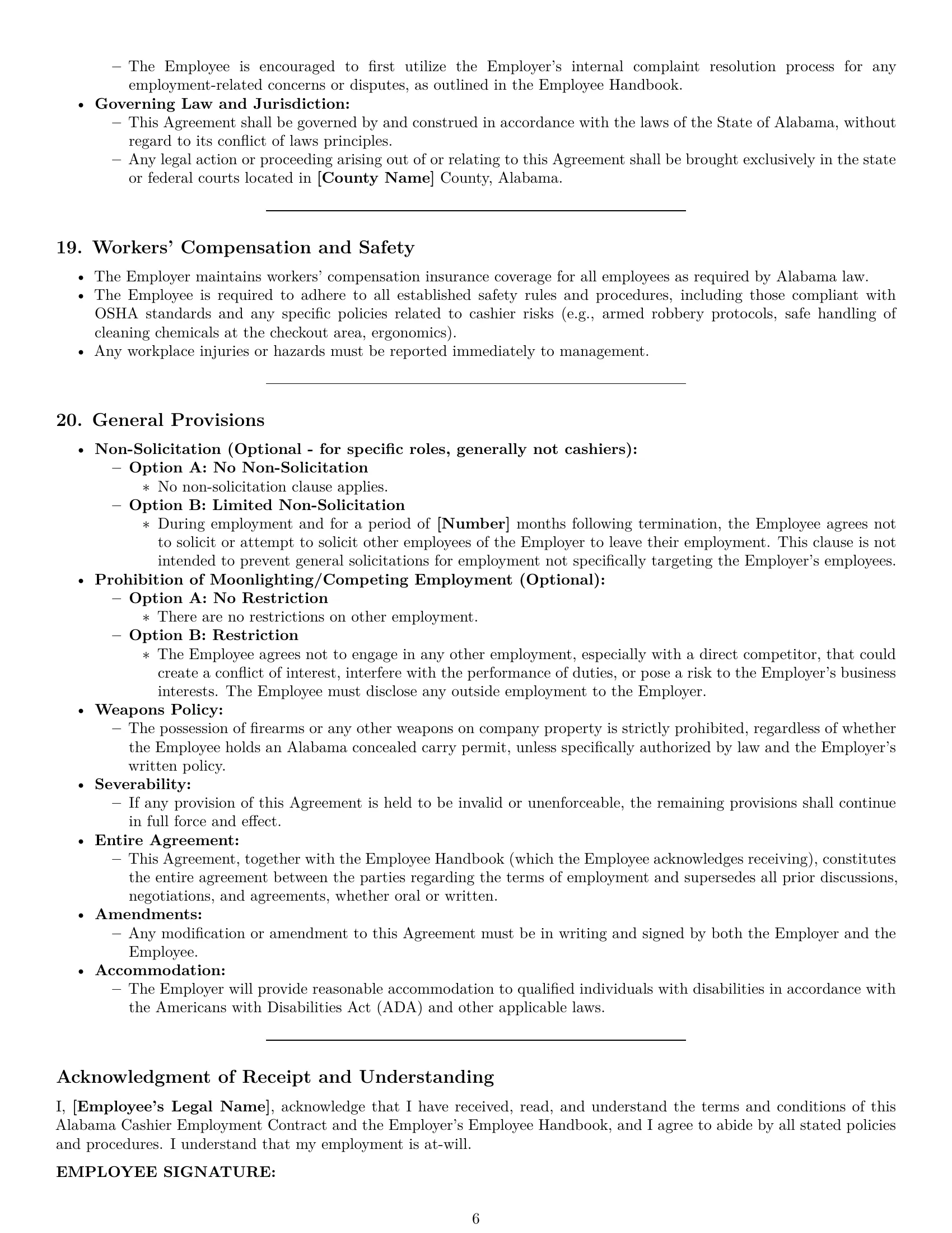 Preview page 6 of Pro Alabama cashier employment contract template