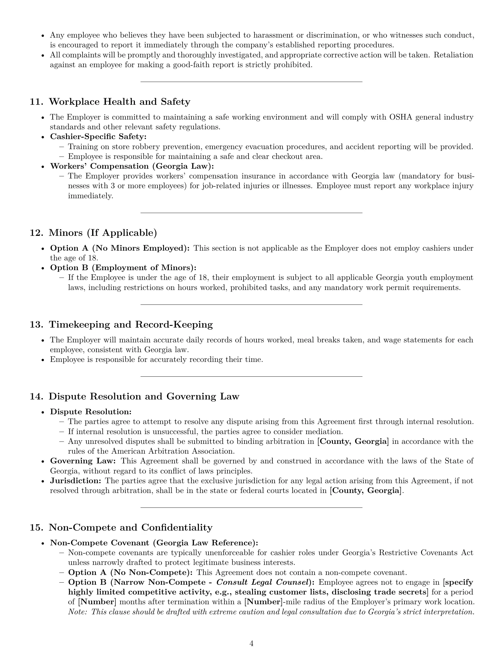 Preview page 4 of Pro Georgia cashier employment contract template
