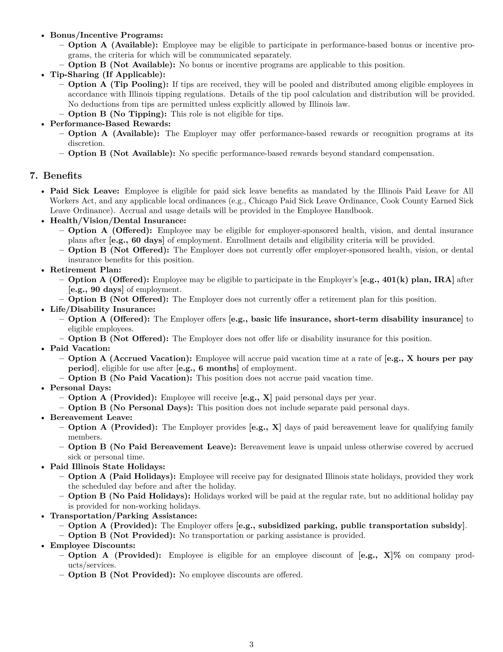 Preview page 3 of Pro Illinois cashier employment contract template