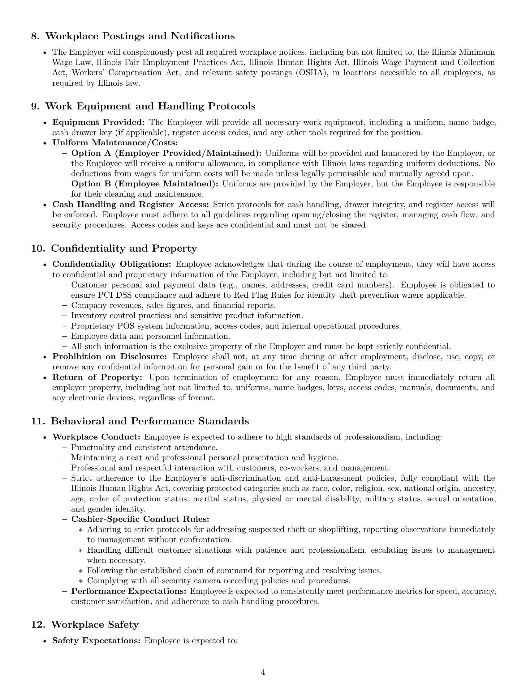 Preview page 4 of Pro Illinois cashier employment contract template