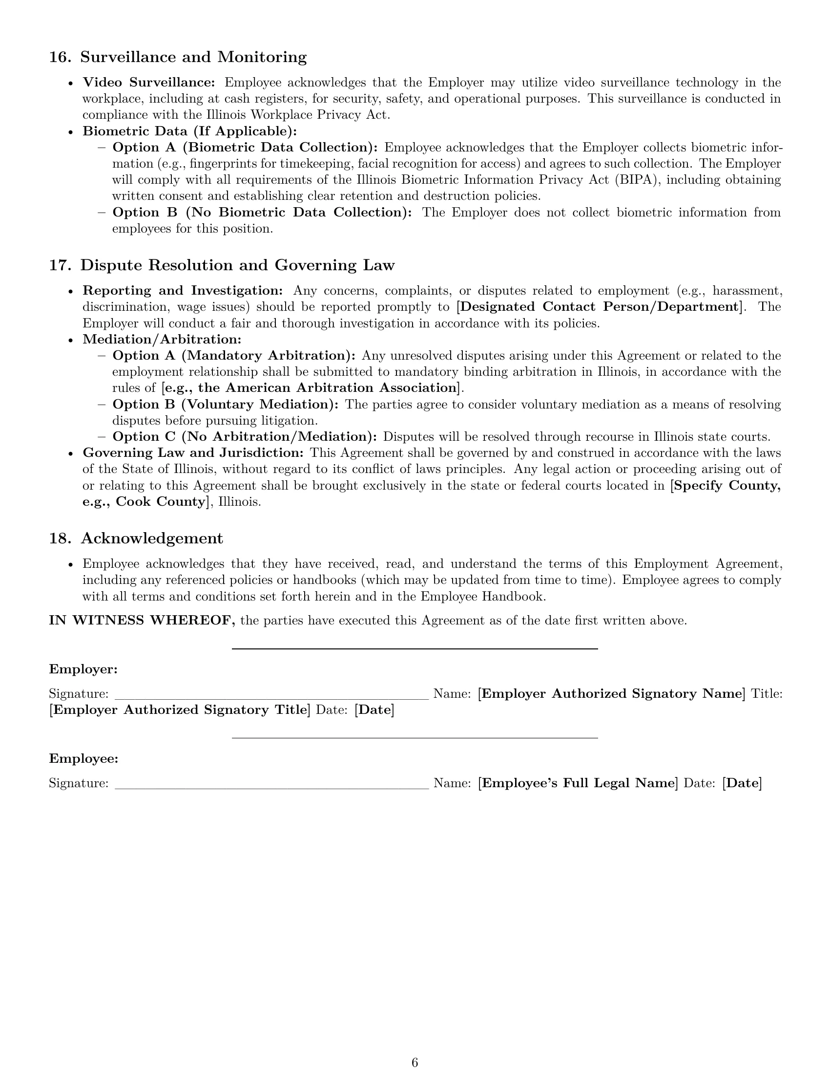 Preview page 6 of Pro Illinois cashier employment contract template