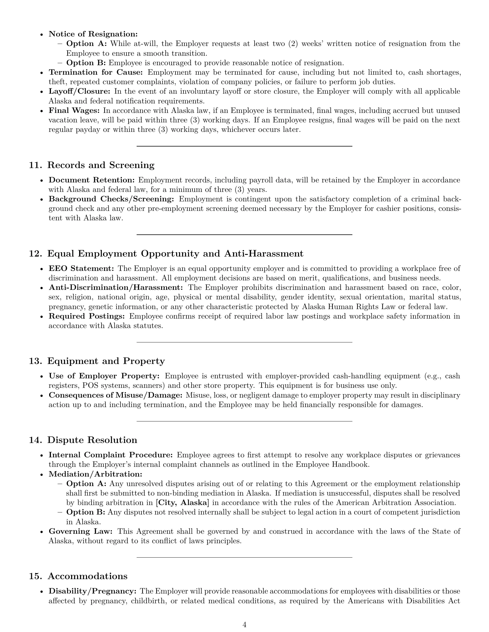 Preview page 4 of Pro Alaska cashier employment contract template