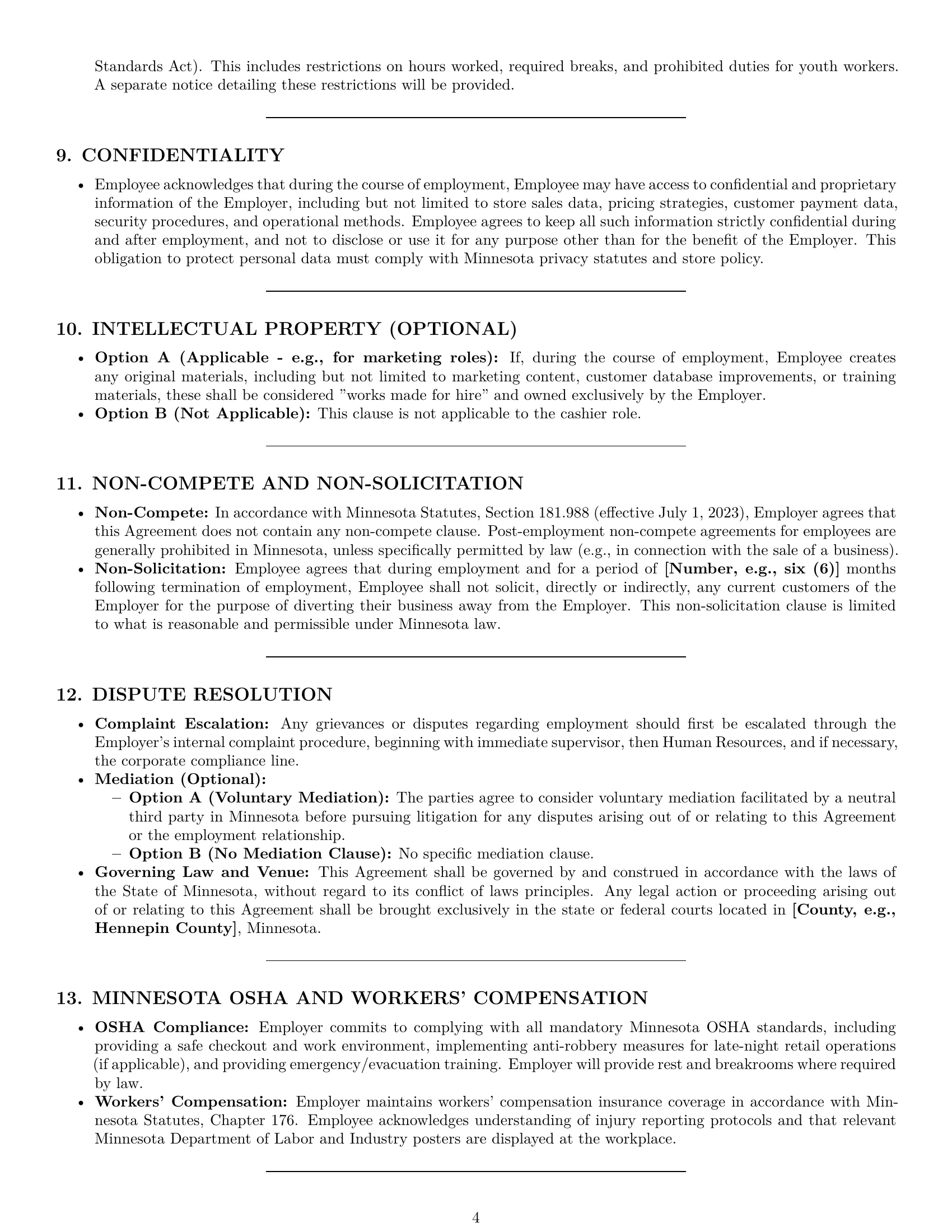 Preview page 4 of Pro Minnesota cashier employment contract template
