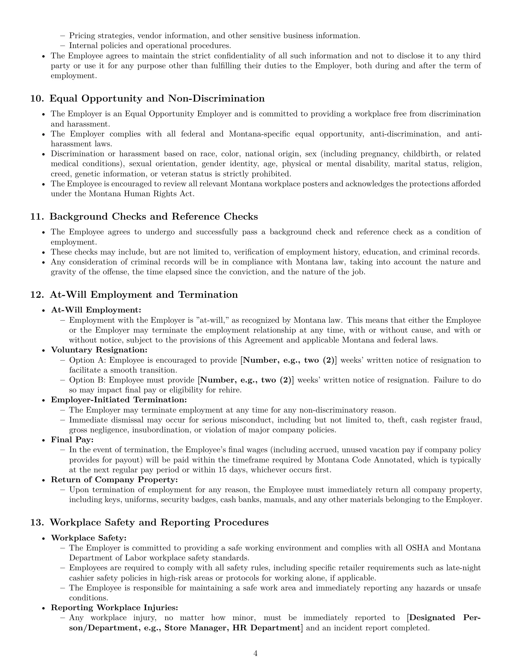 Preview page 4 of Pro Montana cashier employment contract template