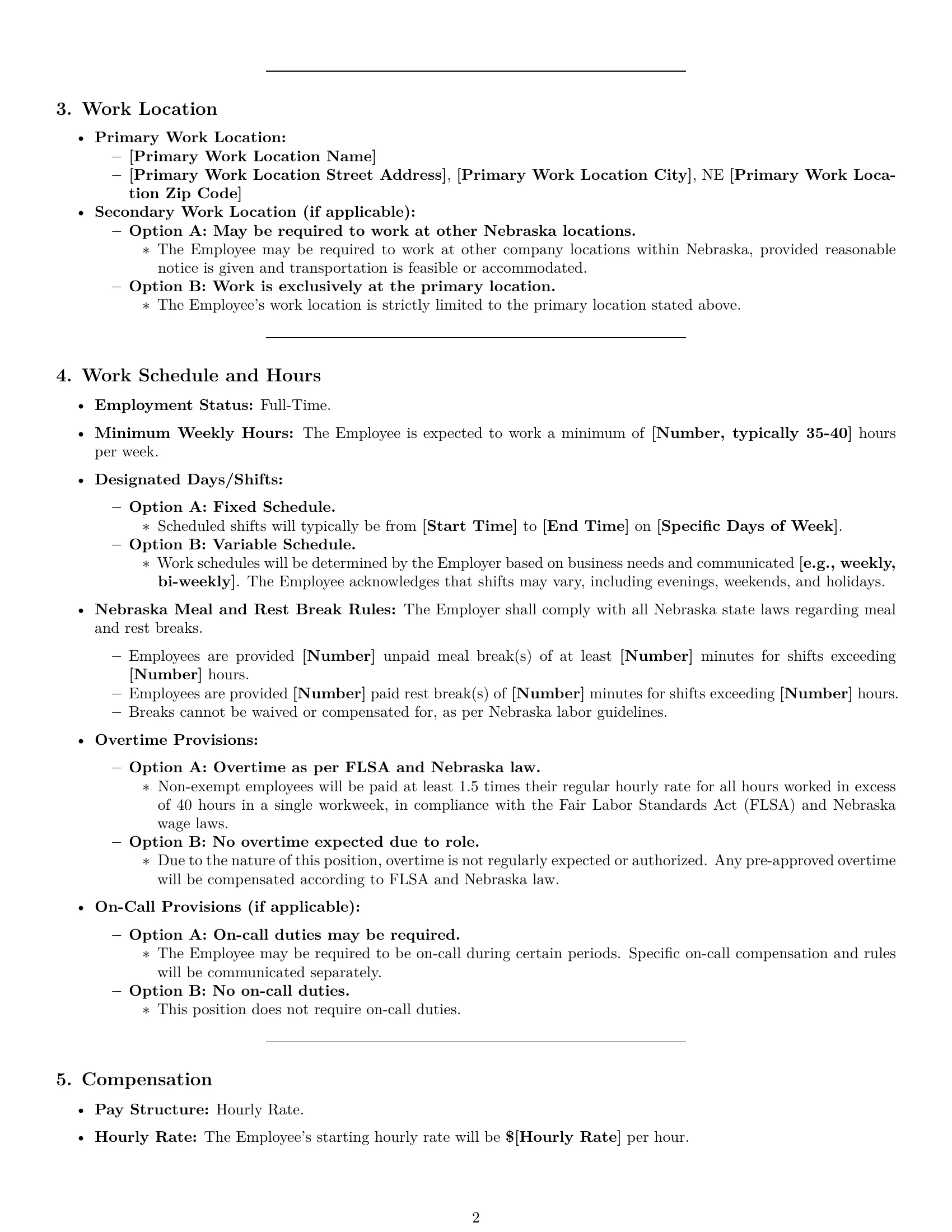 Preview page 2 of Pro Nebraska cashier employment contract template