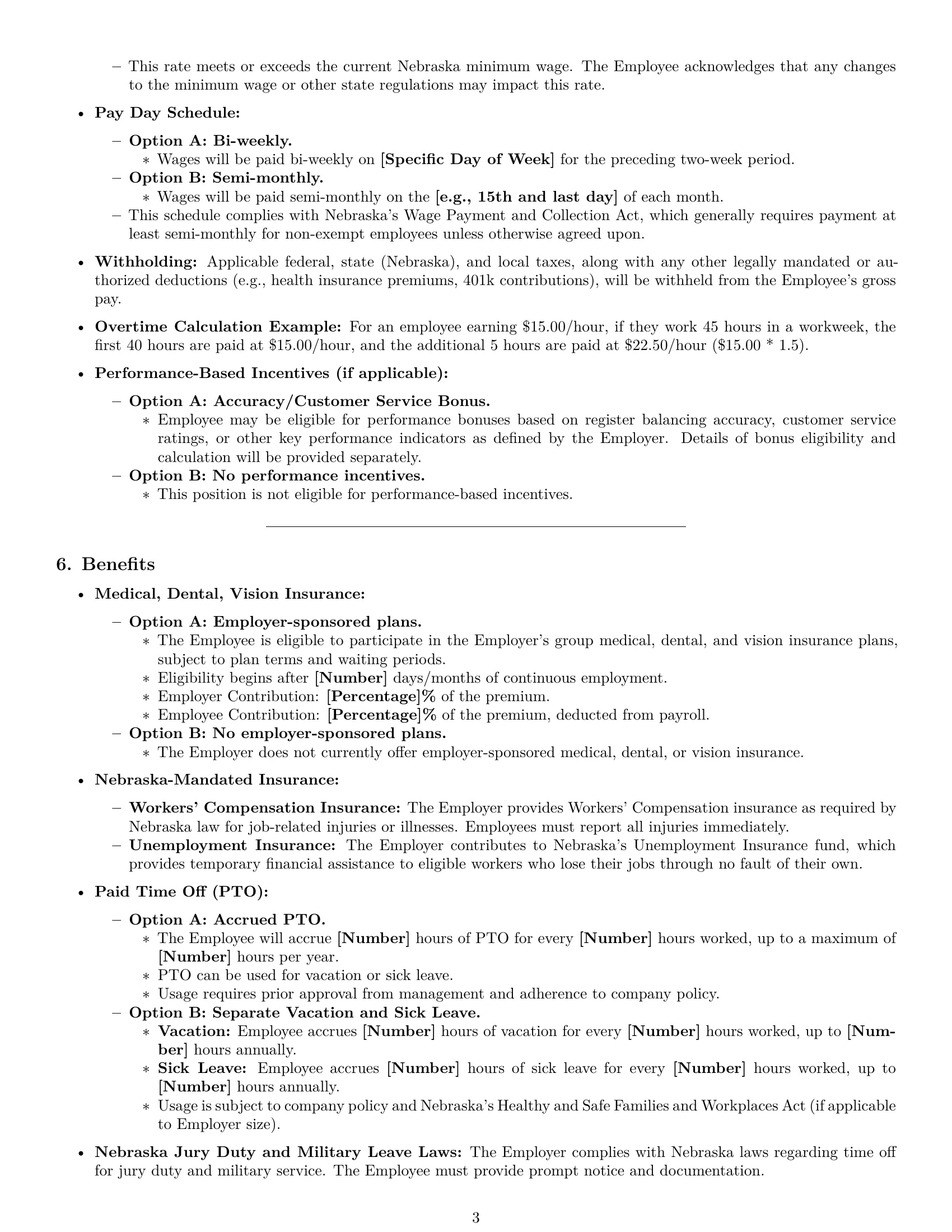 Preview page 3 of Pro Nebraska cashier employment contract template