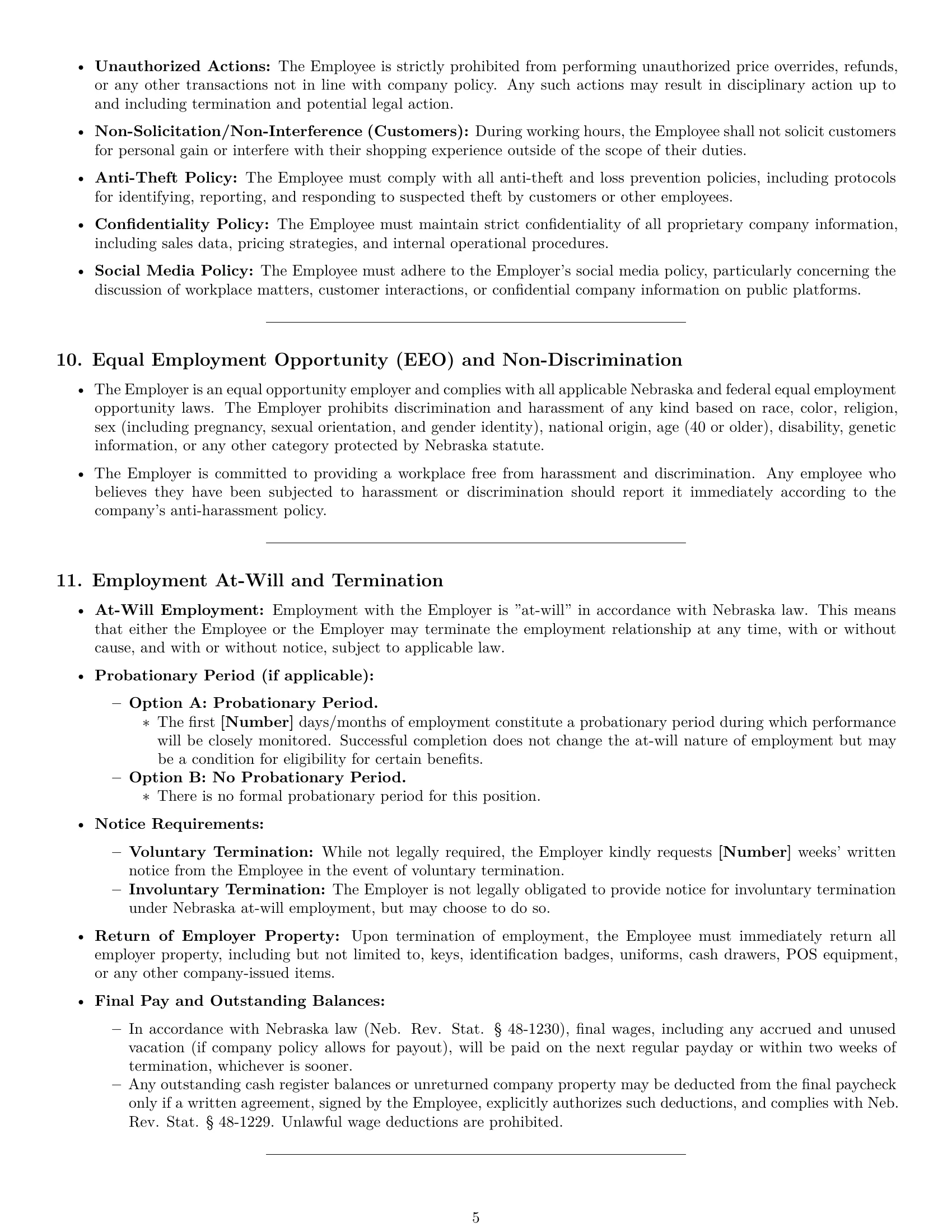 Preview page 5 of Pro Nebraska cashier employment contract template