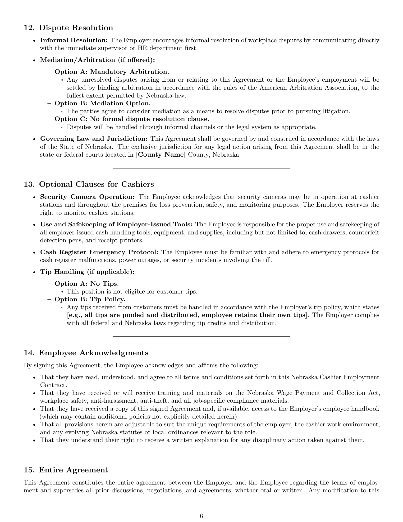 Preview page 6 of Pro Nebraska cashier employment contract template