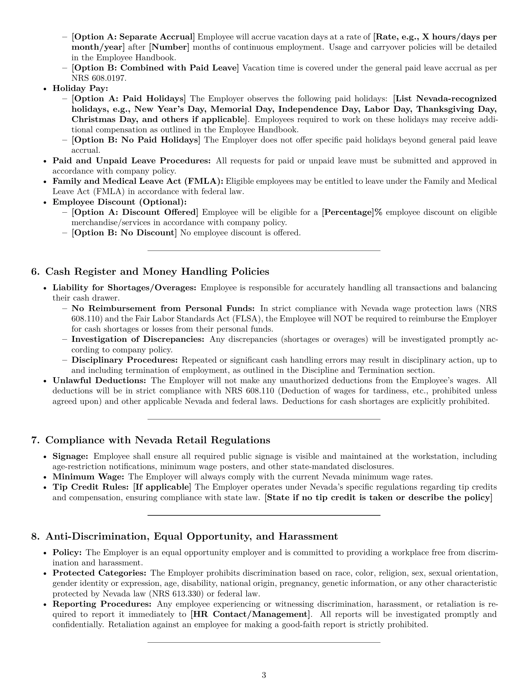 Preview page 3 of Pro Nevada cashier employment contract template
