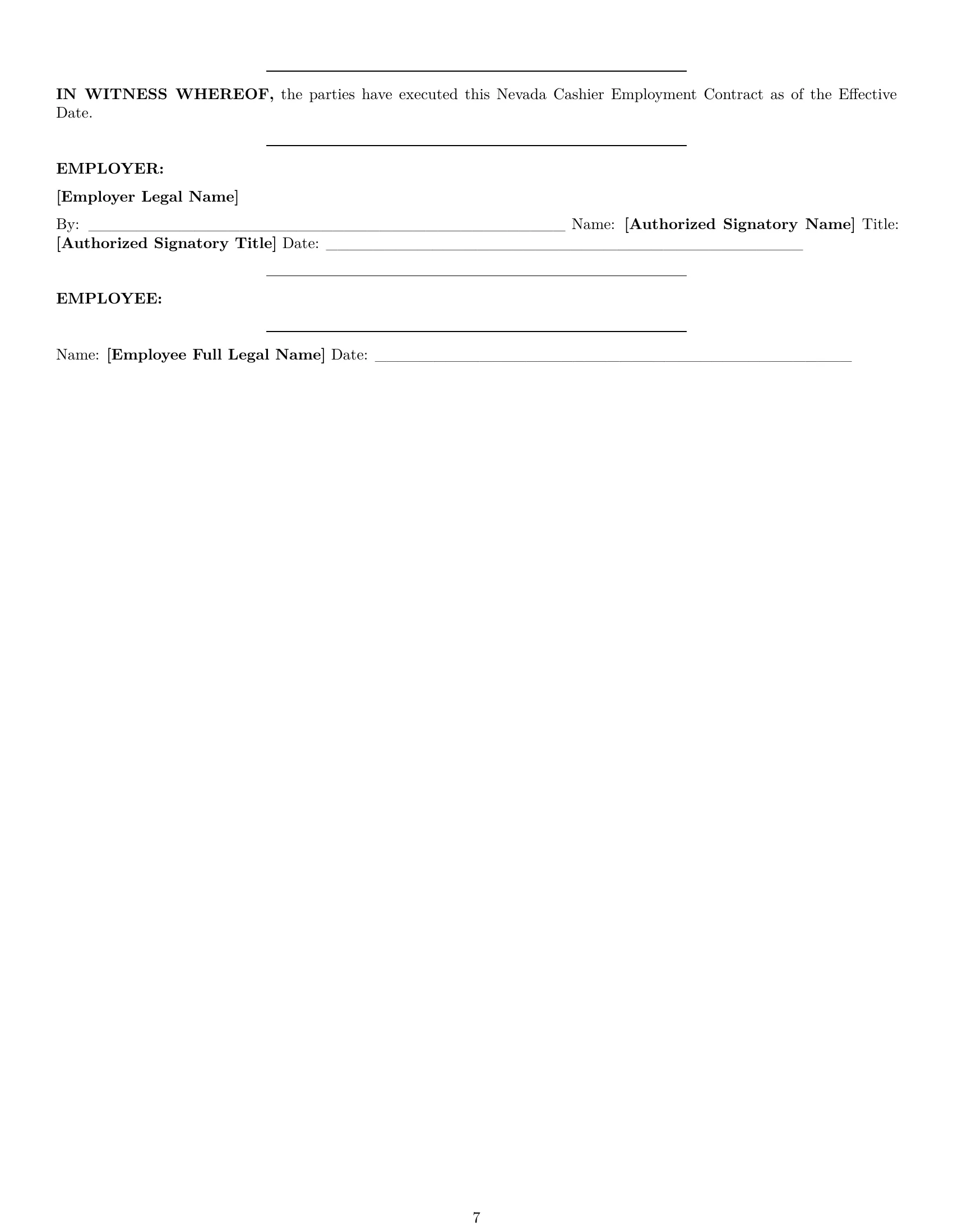 Preview page 7 of Pro Nevada cashier employment contract template